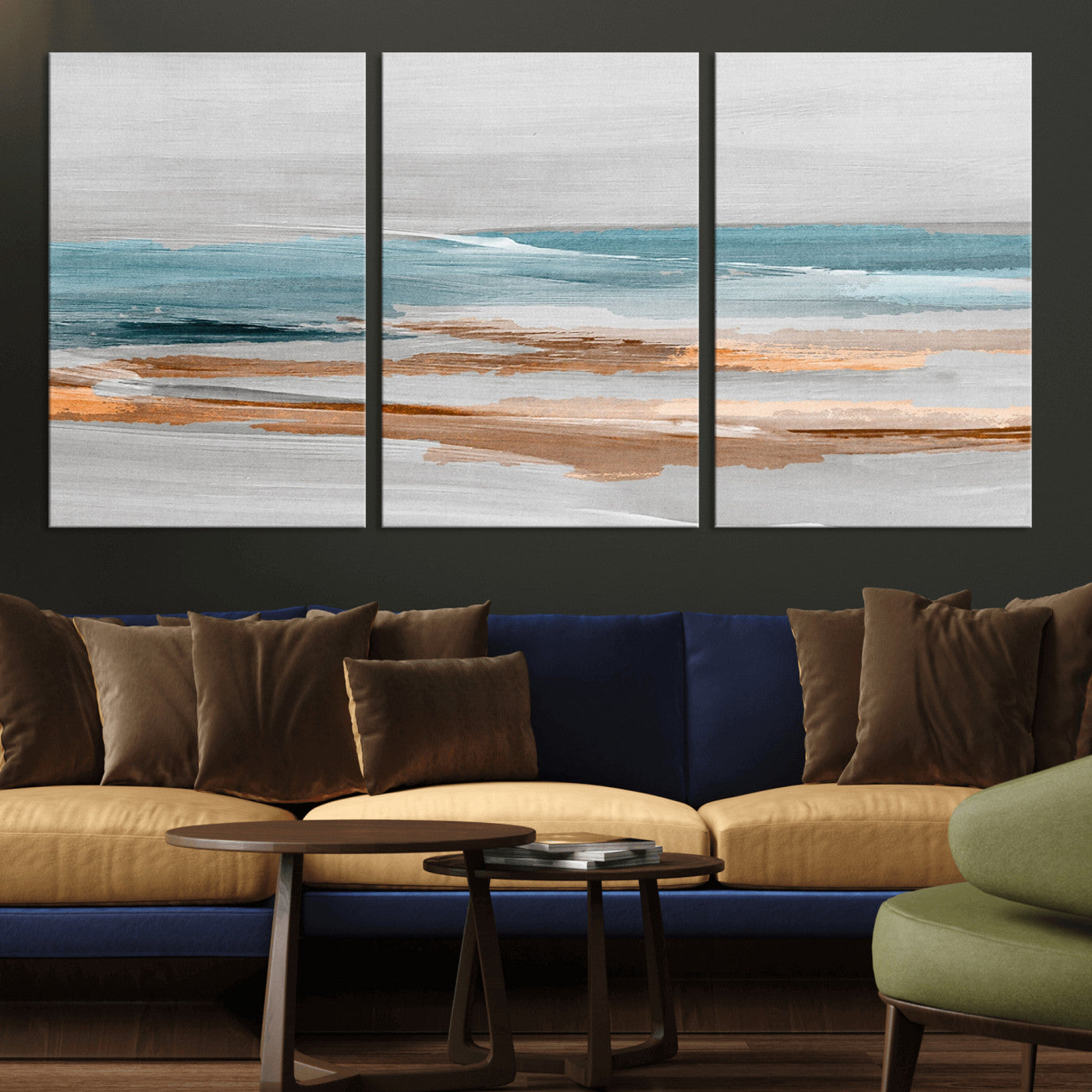 23430-MGV-CV-36X24-Abstract Coastal Wall Art – Modern Ocean Horizon Canvas Print, Minimalist Beach Scene Painting for Bedroom, Living Room, Office or