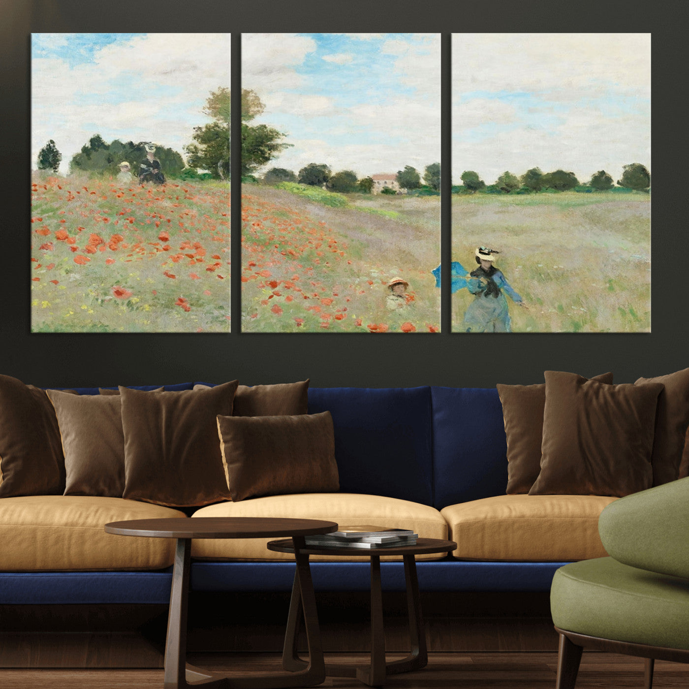 74890-MGV-CV-36X24-Monet Poppy Field Wall Art – Impressionist Landscape Canvas Print, Classic French Artwork for Living Room, Bedroom or Office Decor
