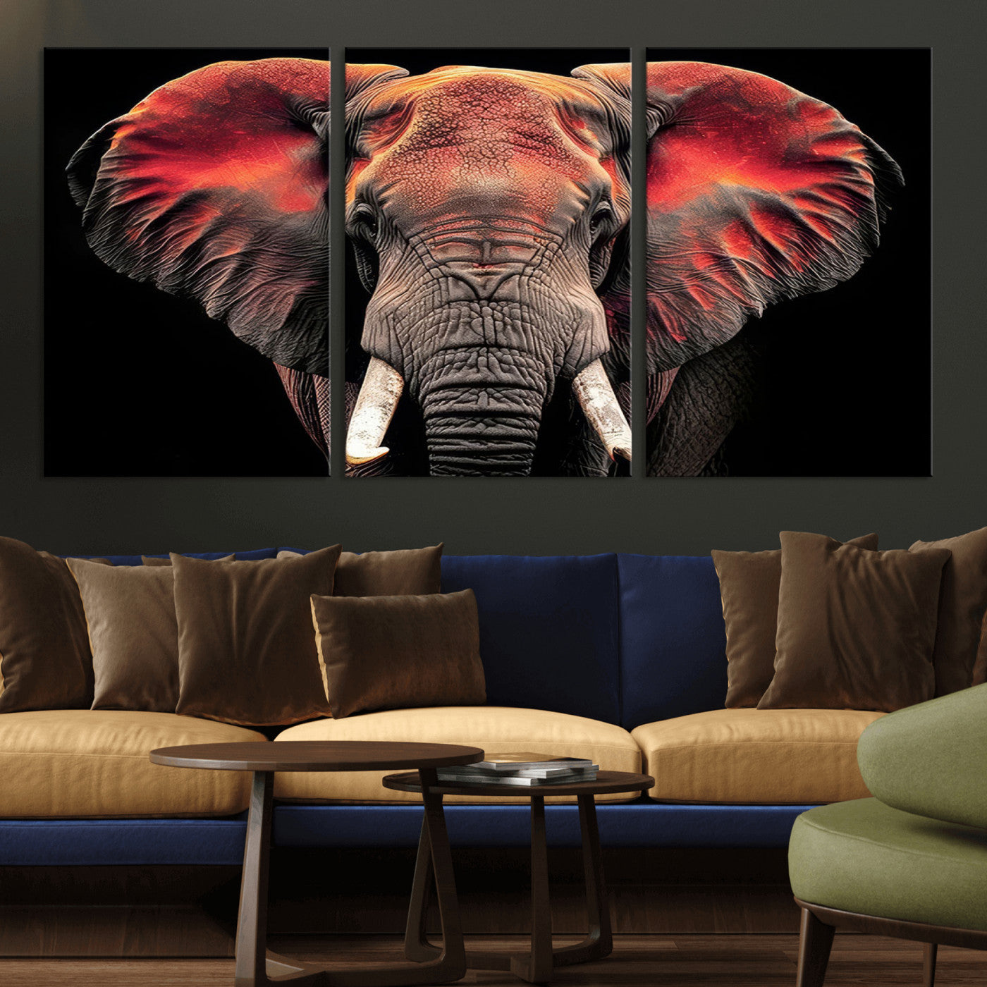 54719-MGV-CV-36X24-Elephant Wall Art – Majestic African Elephant Canvas Print, Wildlife Safari Animal Decor for Living Room, Bedroom, Office or Man