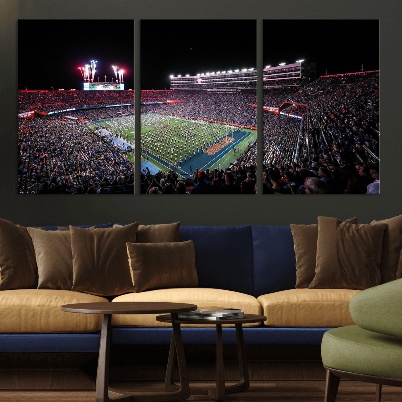 46899-MGV-CV-36X24-Ben Hill Griffin Stadium Wall Art Canvas Print, Framed Football Stadium Art Picture Print, Florida Football Stadium Perfect Sport