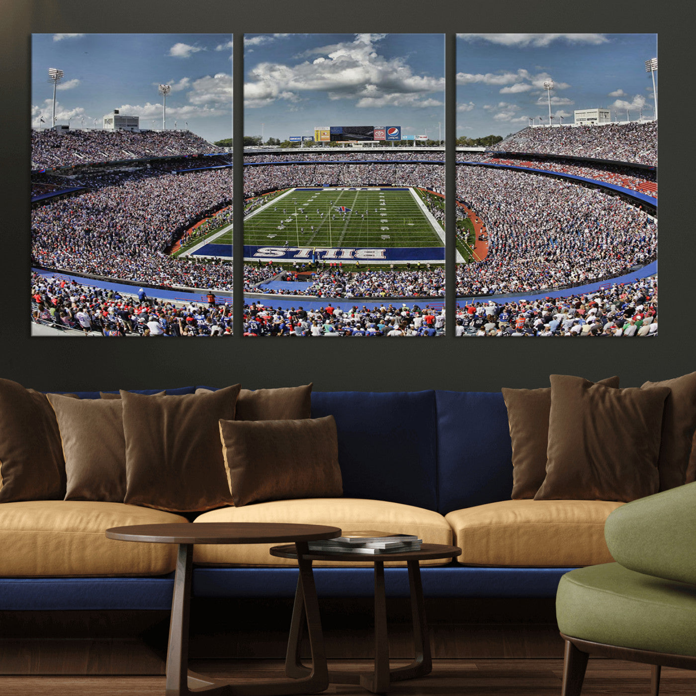 76491-MGV-CV-36X24-Buffalo Bills Stadium Wall Art Canvas Print, Framed Bills Stadium Art Picture Print, Highmark Stadium Perfect Sport Room Decor