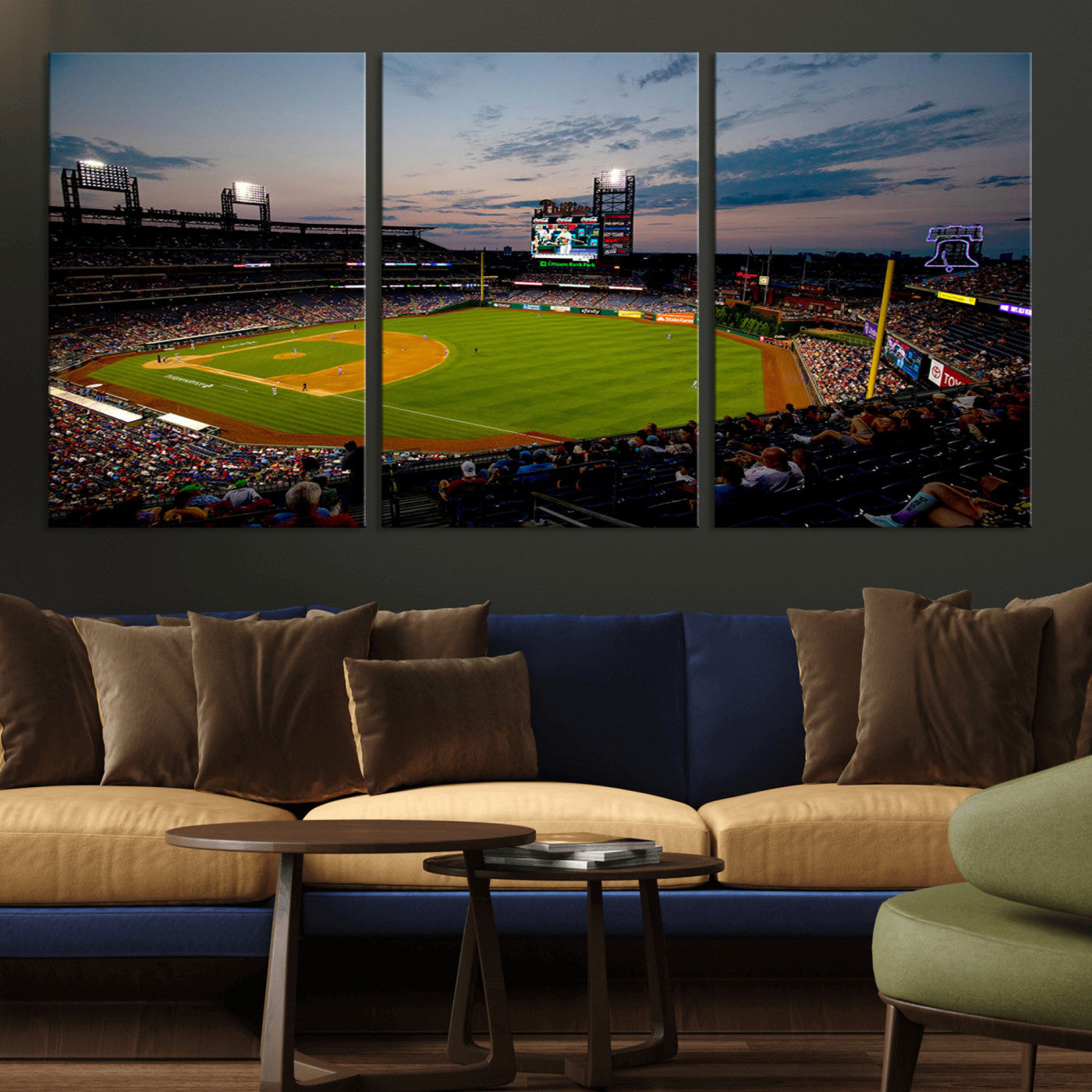 17415-MGV-CV-36X24-Philadelphia Phillies Stadium Wall Art Canvas Print, Framed Citizens Bank Park Art Picture Print, Phillies Stadium Field Perfect