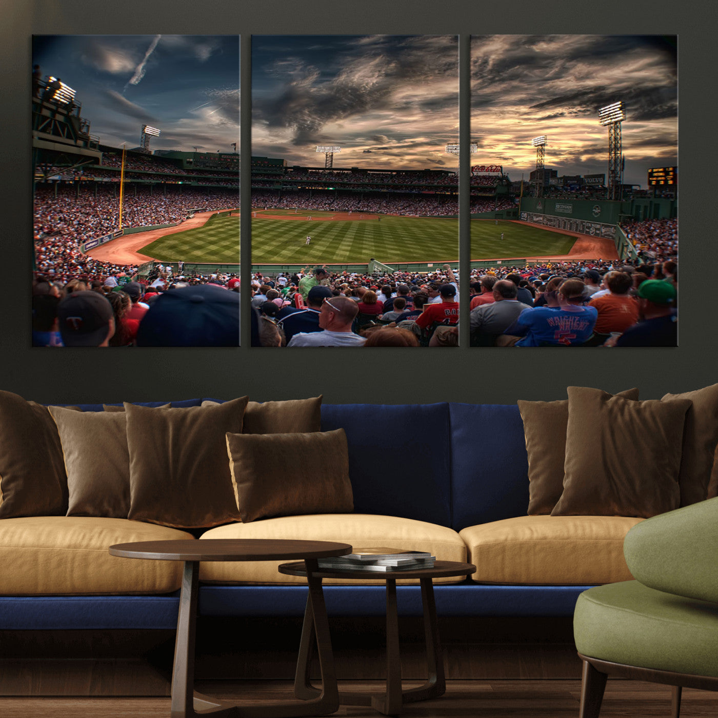 53432-MGV-CV-36X24-Fenway Park Stadium Wall Art Canvas Print, Framed Boston Baseball Stadium Art Picture Print, Massachusetts Fenway Park Perfect