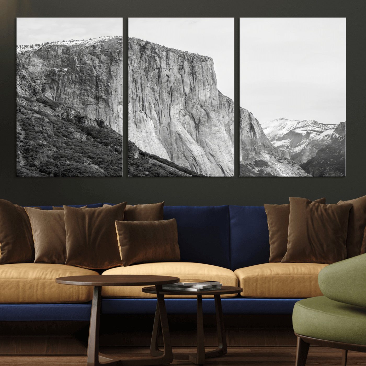 39393420-MGV-CV-36X24-El Capitan Wall Art Canvas Print, Framed Yosemite Cliff Art Picture Print, Monochrome Mountain Perfect Monochrome Sierra Decor