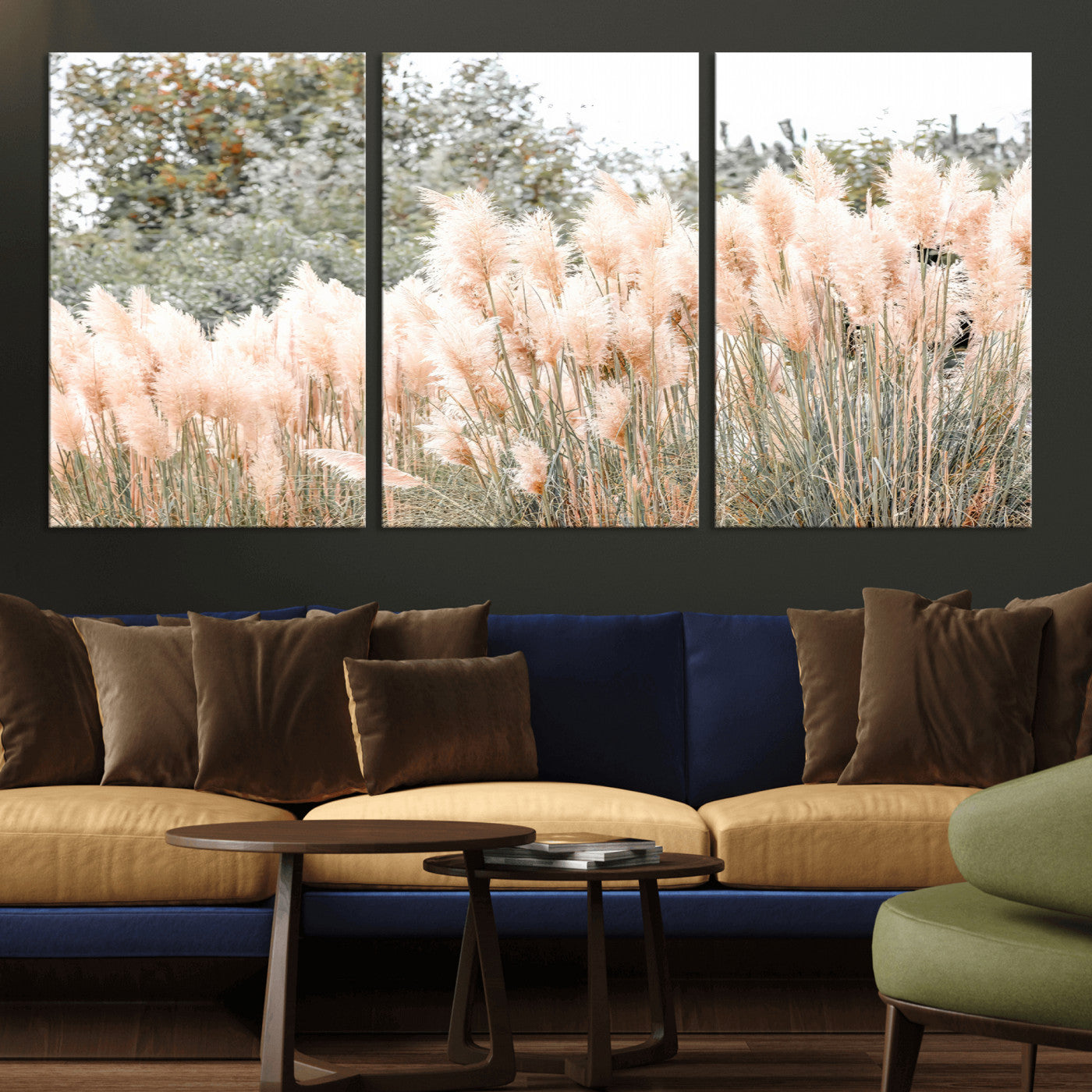 21826392-MGV-CV-36X24-Pampas Grass Wall Art Canvas Print, Framed Soft Pampas Art Picture Print, Pastel Grasses Perfect Soft Neutral Boho Decor Artwork