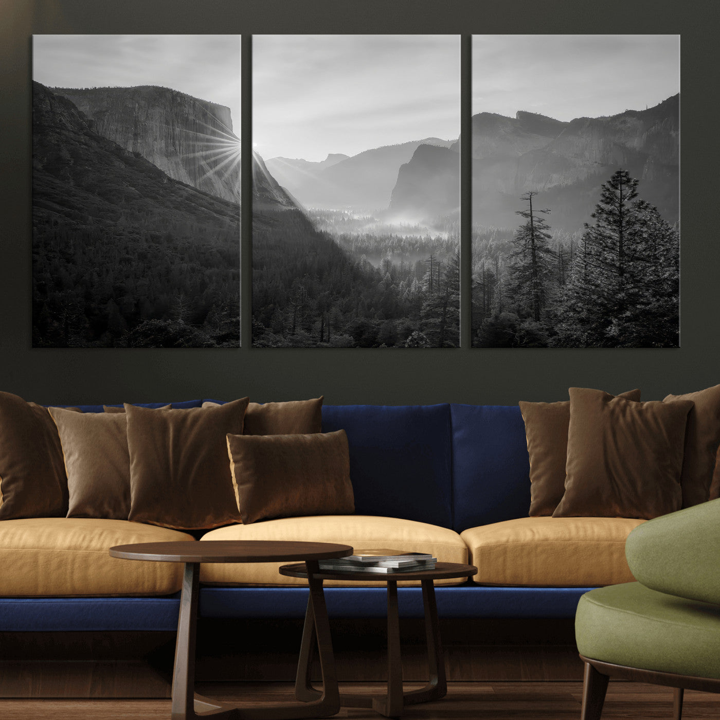 39278955-MGV-CV-36X24-Yosemite Valley Wall Art Canvas Print, Framed El Capitan Art Picture Print, Misty Mountain Perfect Modern Rustic Decor Artwork