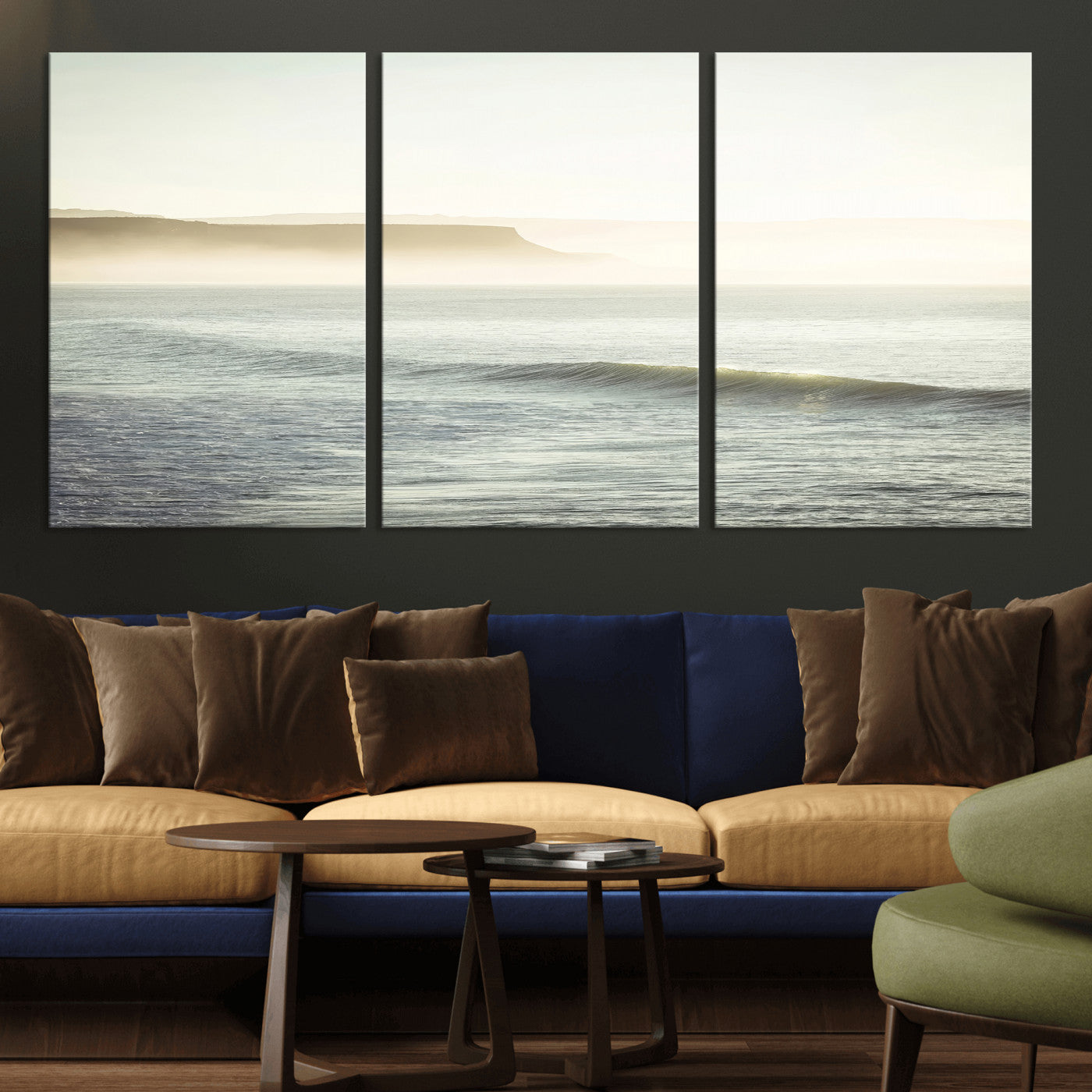 39310633-MGV-CV-36X24-Coastal Cliffs Wall Art Canvas Print, Framed Misty Ocean Art Picture Print, Morning Light Perfect Minimalistic Coastal Decor