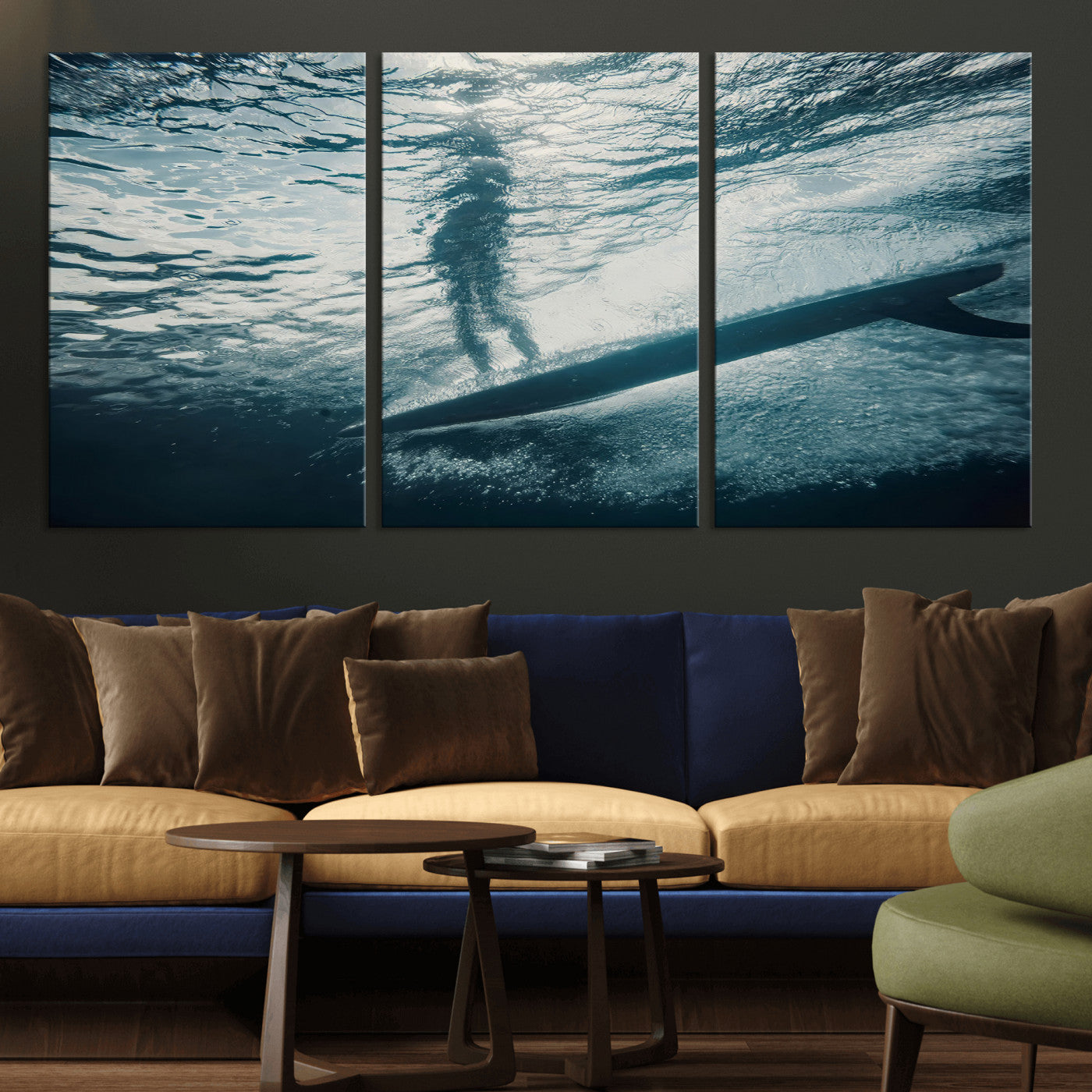 71192524-MGV-CV-36X24-Submerged Surf Wall Art Canvas Print, Framed Underwater Perspective Art Picture Print, Ocean Surf Perfect Coastal Adventure Decor