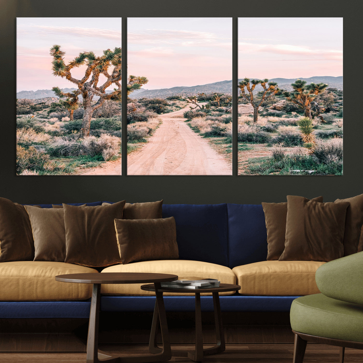 12540952-MGV-CV-36X24-Joshua Tree Park Wall Art Canvas Print, Framed Desert Road Art Picture Print, Sunset Drive Perfect Southwestern Boho Decor Artwork