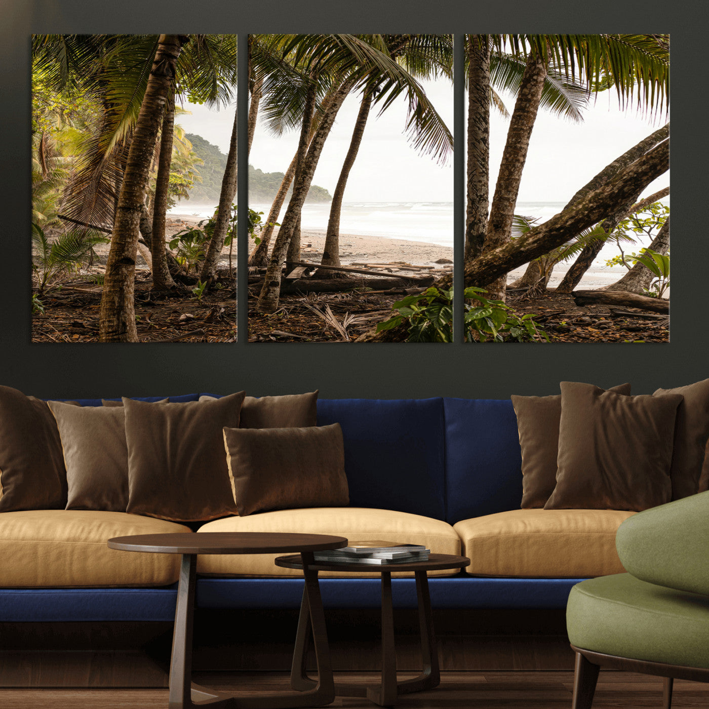 92093951-MGV-CV-36X24-Tropical Jungle Wall Art Canvas Print, Framed Palm Tree Forest Art Picture Print, Coastal Escape Perfect Jungle Retreat Decor