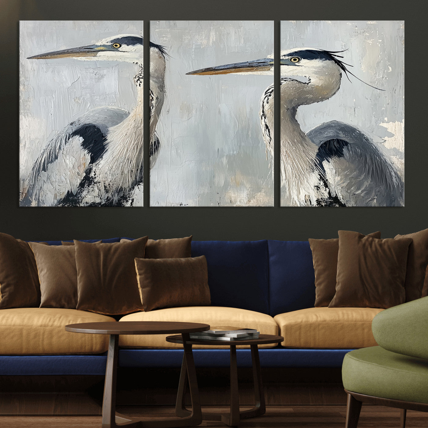 19427826-MGV-CV-36X24-Bird Canvas Decor Wall Art Canvas Print, Framed Coastal Bird Pair Art Picture Print, Minimalist Wildlife Wall Perfect Coastal