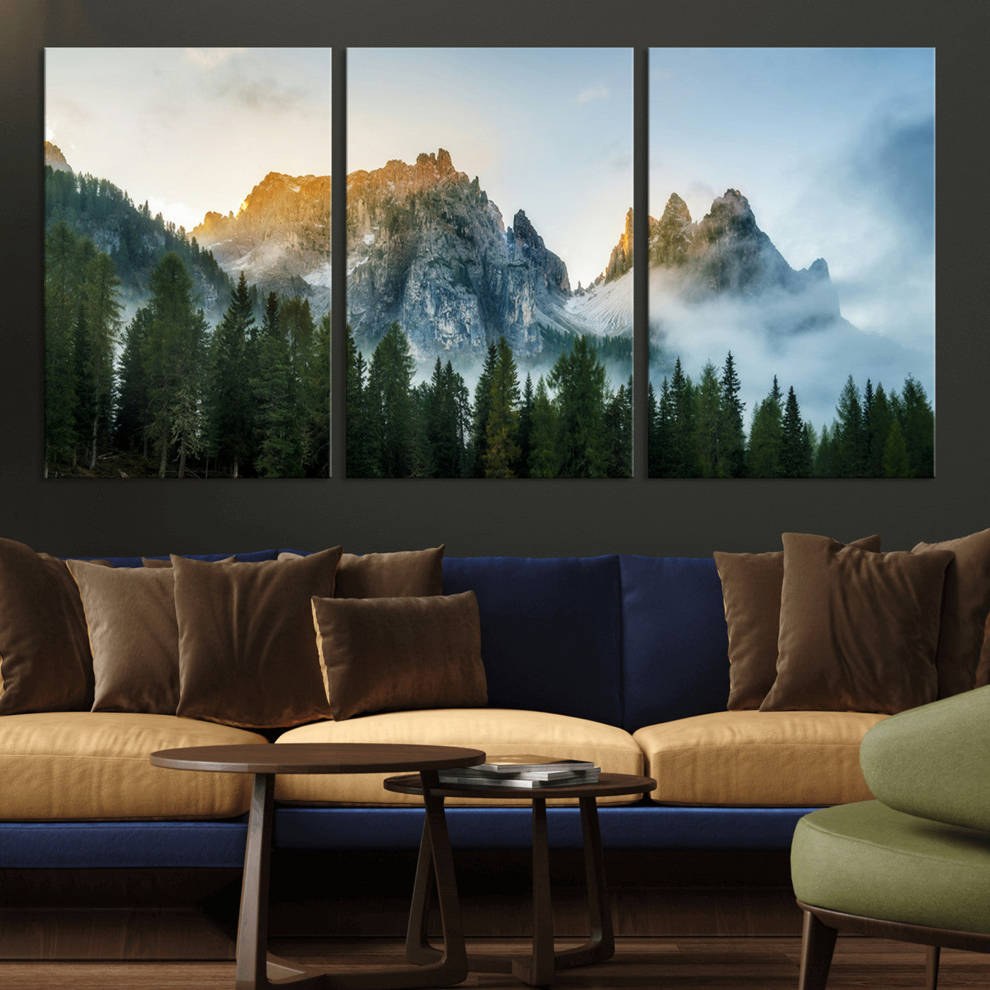 21145440-MGV-CV-36X24-Wilderness Wall Art Wall Art Canvas Print, Framed Nature Landscape Decor Art Picture Print, Misty Forest Photography Perfect
