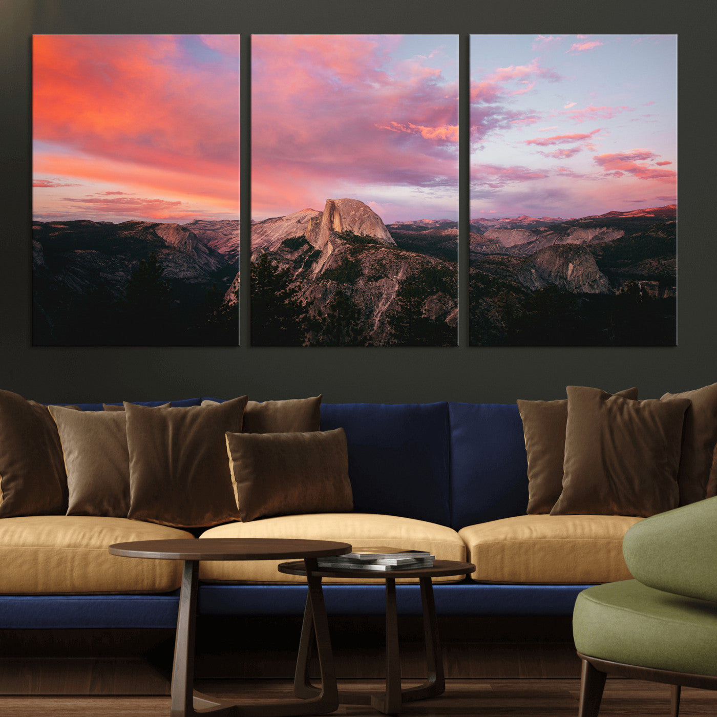 32786115-MGV-CV-36X24-Half Dome Wall Art Canvas Print, Framed Yosemite National Park Art Picture Print, Dramatic Sunset Perfect Adventurous Wilderness