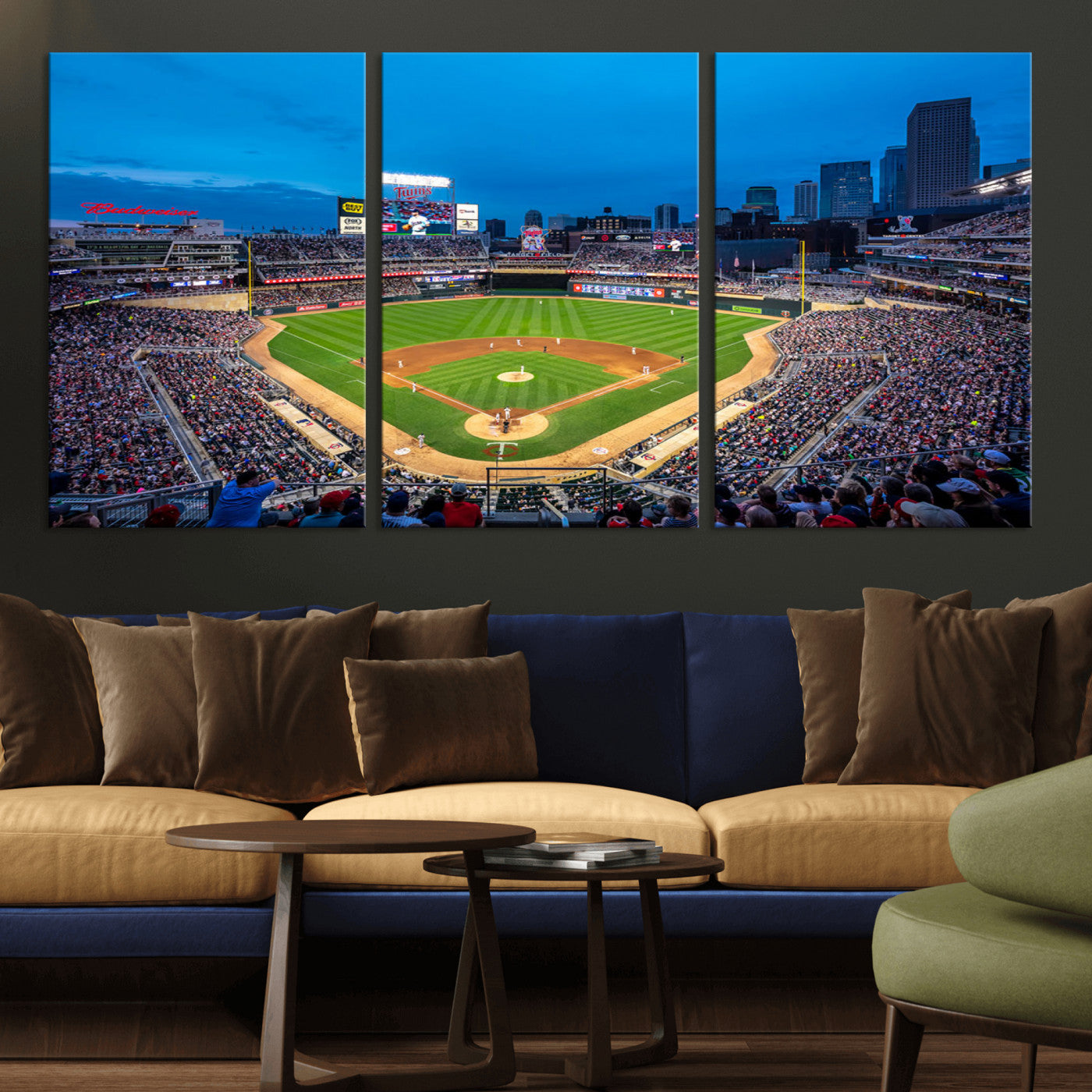 77273035-MGV-CV-36X24-Baseball Stadium Wall Art – Panoramic Evening Game Canvas Print, Sports Fan Decor for Man Cave, Office, Bar, or Living Room
