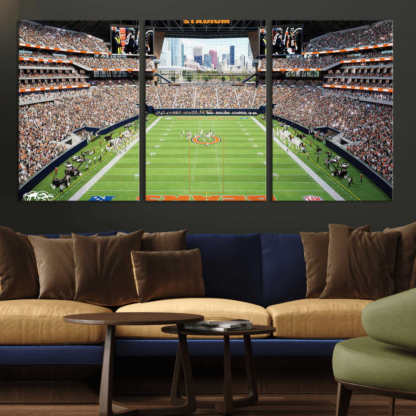 76935553-MGV-CV-36X24-Football Stadium Wall Art – Panoramic Game Day Canvas Print, Sports Decor for Man Cave, Office, Bar, or Living Room