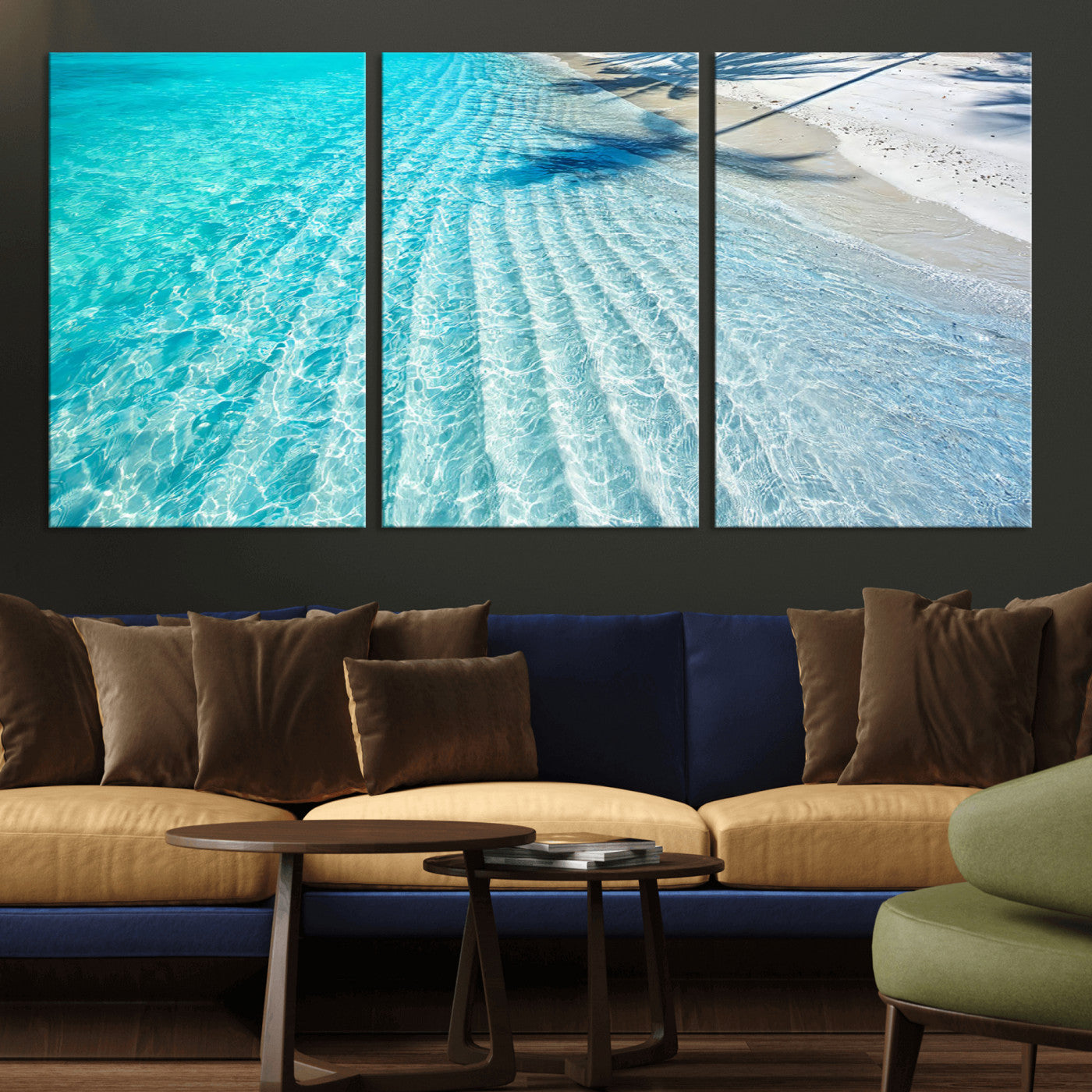 68127042-MGV-CV-36X24-Beach Wall Art – Tropical Ocean Canvas Print, Clear Water and White Sand Photography Decor for Bedroom, Living Room, Office,
