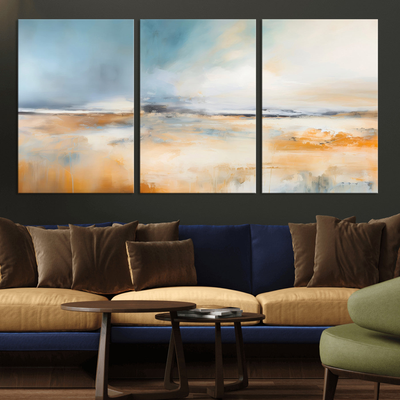 12135-MGV-CV-36X24-Soft Horizon Wall Art Canvas Print, Framed Golden Field Art Picture Print, Dreamy Horizon Perfect Minimalist Earthy Decor Artwork