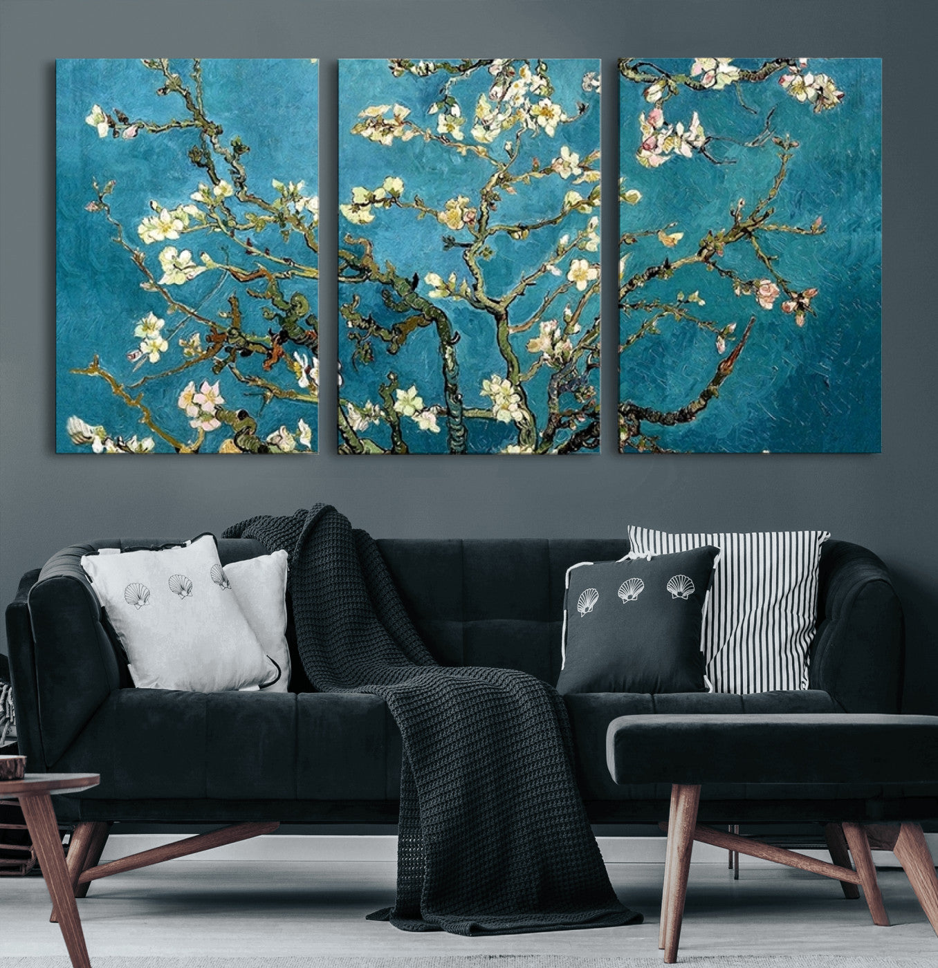 91714-MGV-CV-60X30-3P-Almond Blossoms Wall Art – Handcrafted Van Gogh Inspired Floral Canvas Print, Beautiful Nature Decor for Living Room, Bedroom, or