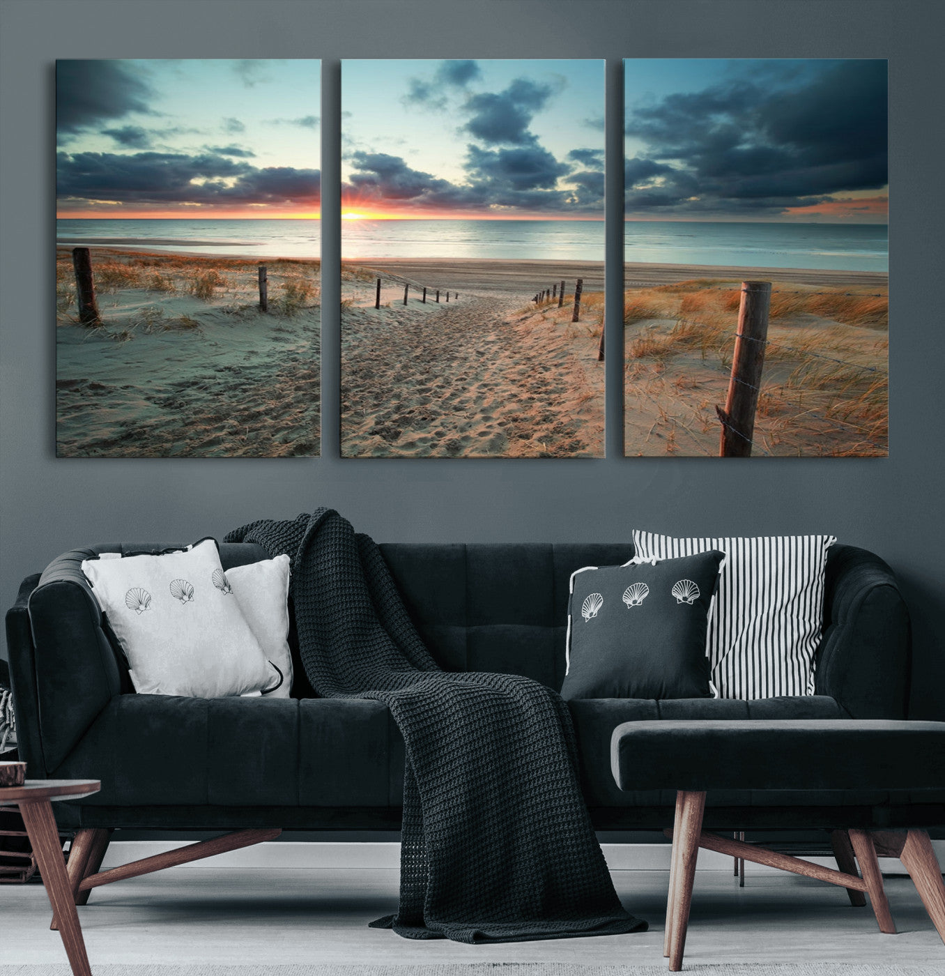 25788-MGV-CV-36X24-Sunset Beach Path Wall Art – Scenic Coastal Dunes and Ocean Canvas Print, Tranquil Seaside Landscape Decor for Living Room or