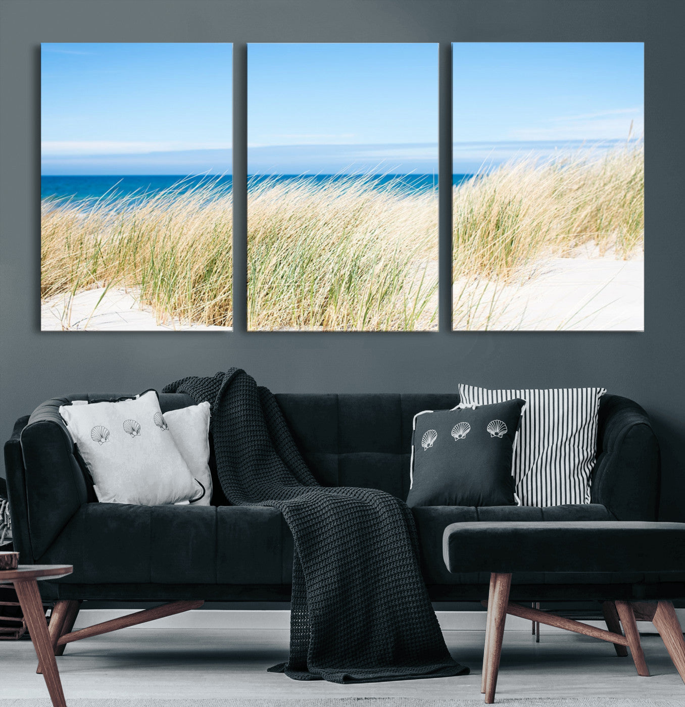 96913-MGV-CV-36X24-Coastal Dunes Wall Art – Serene Beach Grass and Blue Ocean Canvas Print, Relaxing Seaside Nature Decor for Living Room, Bedroom or