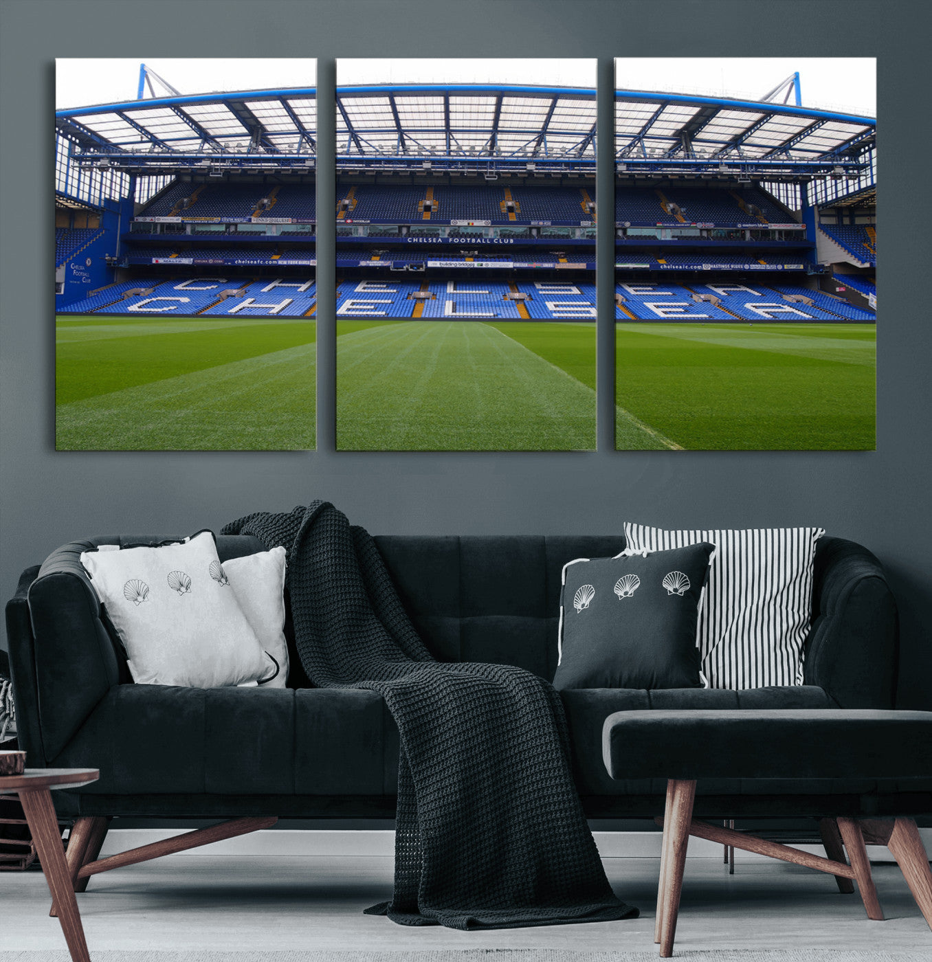 59508-MGV-CV-60X30-3P-Chelsea Stadium Wall Art – Stamford Bridge Football Arena Canvas Print, Iconic Soccer Artwork for Living Room, Office, Game Room