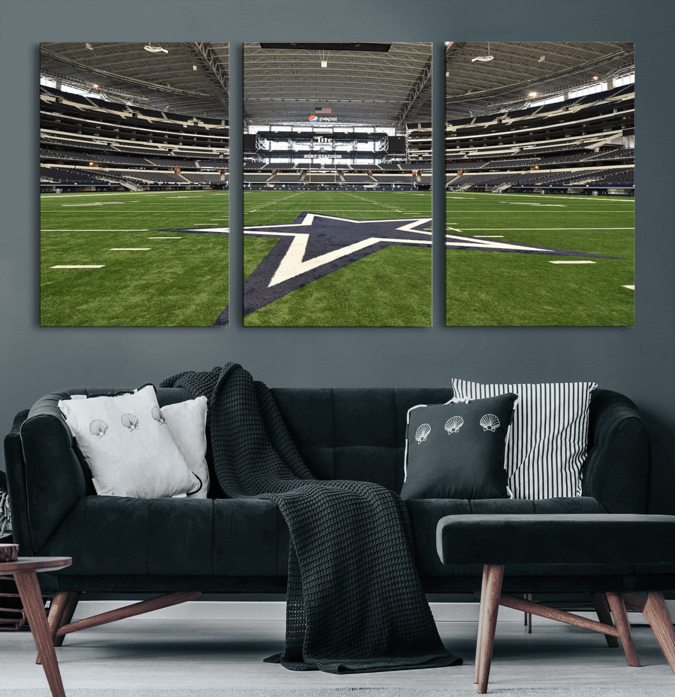 14834-MGV-CV-36X24-Dallas Att Stadium Wall Art Canvas Print, Framed Texas NFL Stadium Art Picture Print, American Football Stadium Perfect Sports