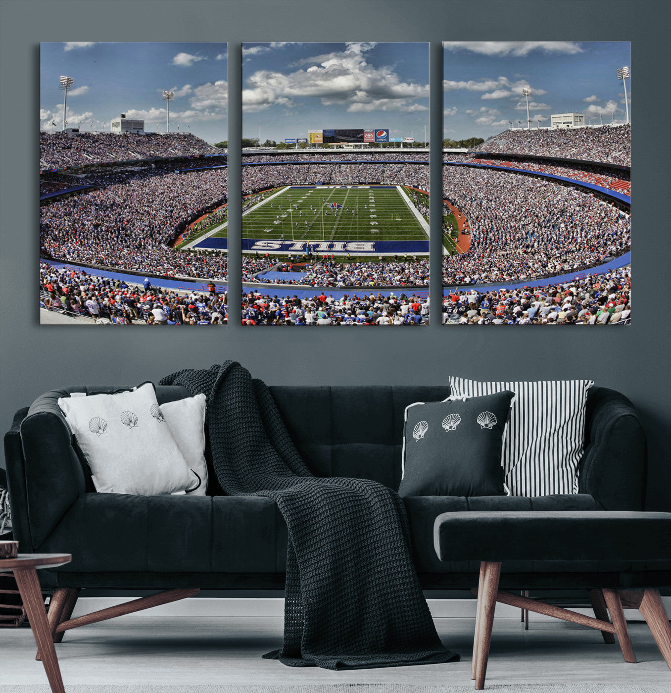 76491-MGV-CV-36X24-Buffalo Bills Stadium Wall Art Canvas Print, Framed Bills Stadium Art Picture Print, Highmark Stadium Perfect Sport Room Decor