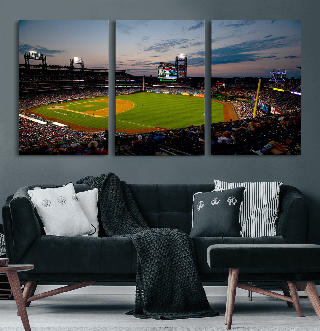 17415-MGV-CV-36X24-Philadelphia Phillies Stadium Wall Art Canvas Print, Framed Citizens Bank Park Art Picture Print, Phillies Stadium Field Perfect