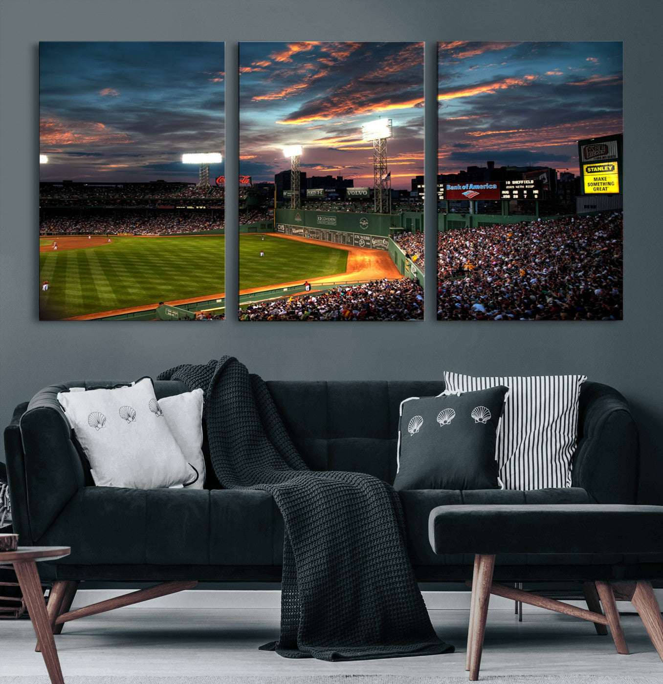 66781-MGV-CV-36X24-Baseball Stadium Wall Art – Canvas Print Evening Game Field Packed Crowd Sunset Sky Sports Photography, Dynamic Decor for Game
