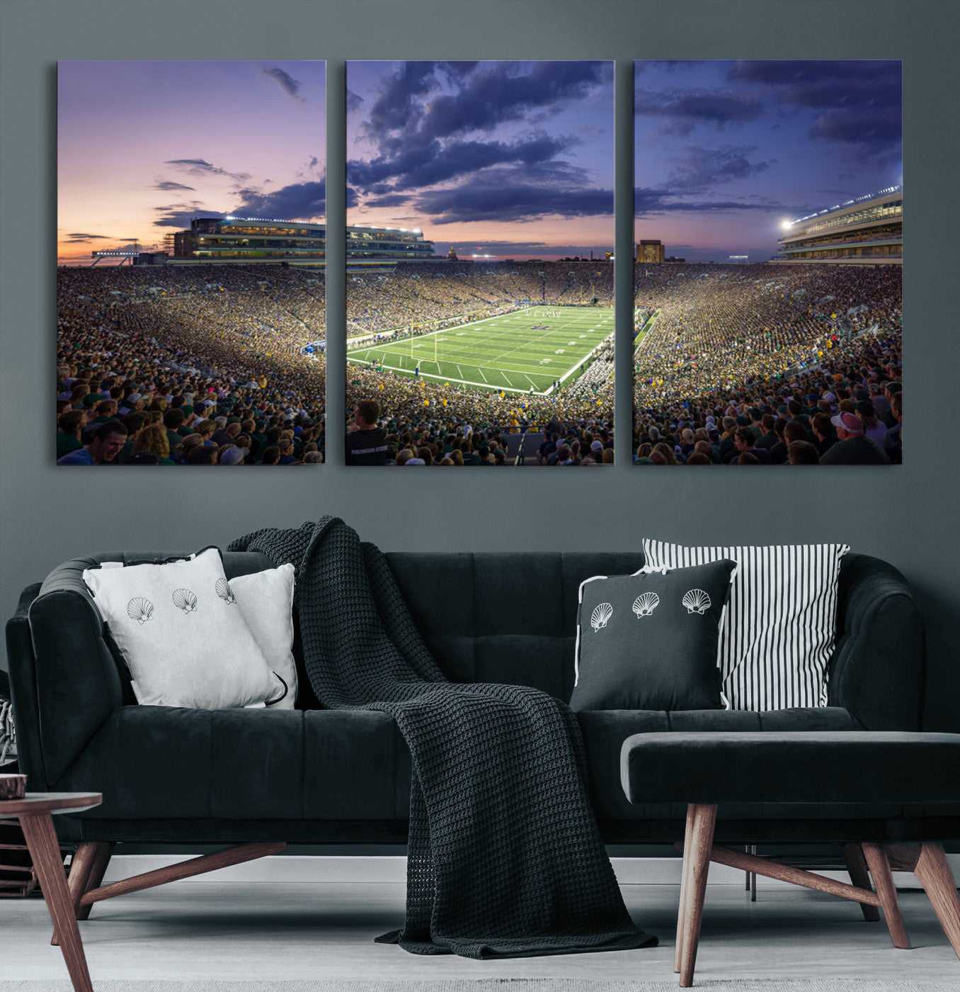50825-MGV-CV-36X24-Notre Dame Stadium Wall Art Canvas Print, Framed Indiana Stadium Art Picture Print, Football Stadium Perfect Sports Room Decor