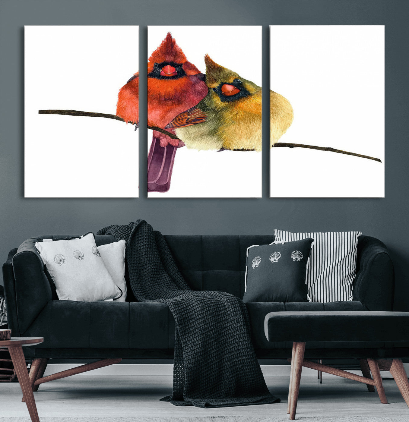 67752-MGV-CV-36X24-Cardinal Couple Wall Art – Male and Female Cardinal Canvas Print, Romantic Bird Artwork for Nature Lovers, Living Room, Bedroom,