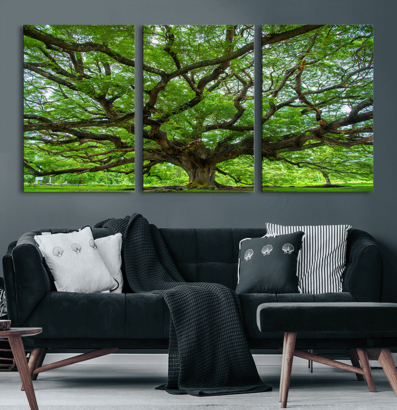 49375306-MGV-CV-60X30-3P-Ancient Tree Wall Art Canvas Print, Framed Sprawling Branches Art Picture Print, Gnarling Tree Perfect Earthy Natural Decor