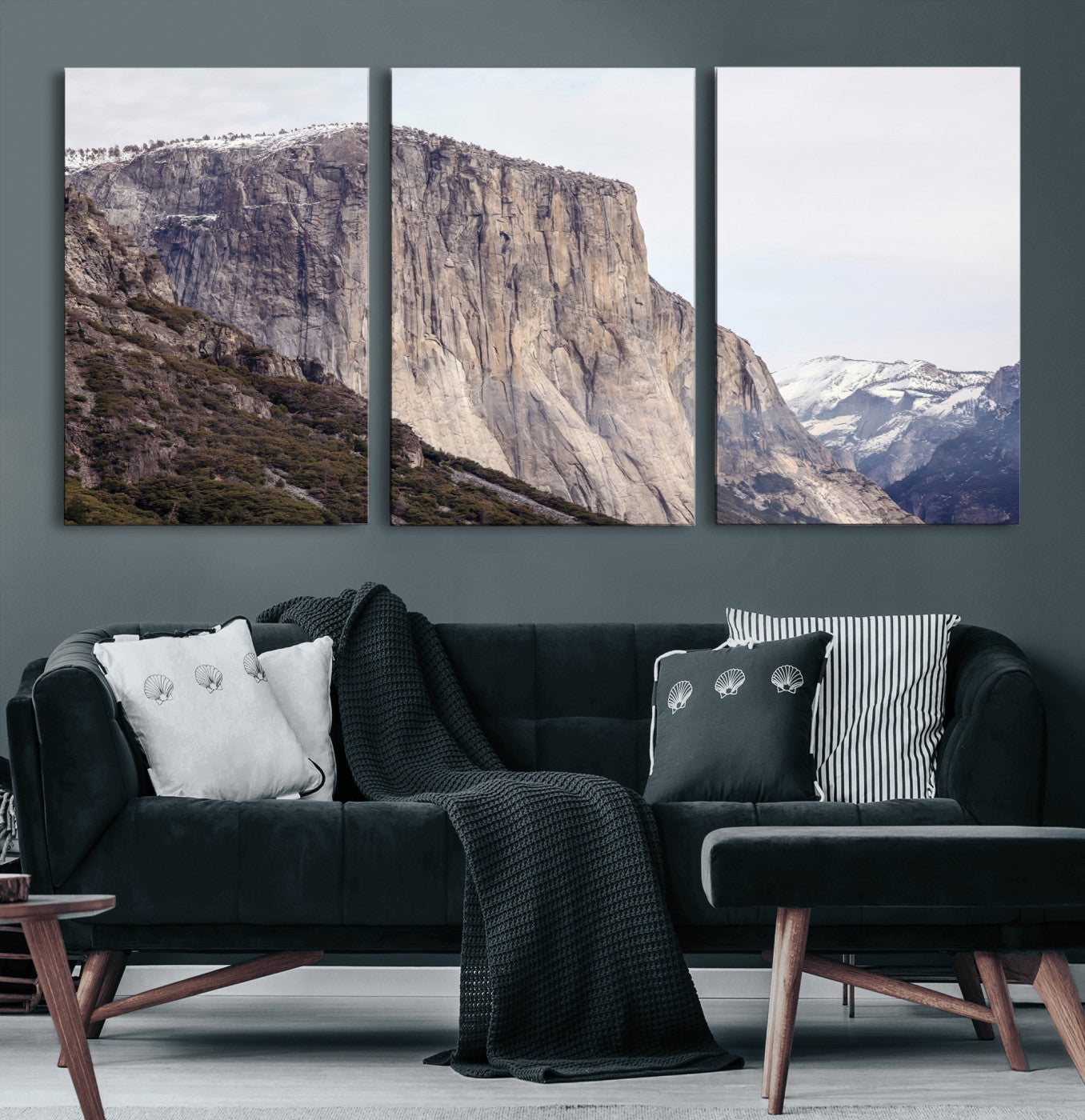 74506434-MGV-CV-60X30-3P-El Capitan Wall Art Canvas Print, Framed Yosemite Cliff Art Picture Print, Sierra Nevada Perfect Sierra Minimalism Decor Artwork