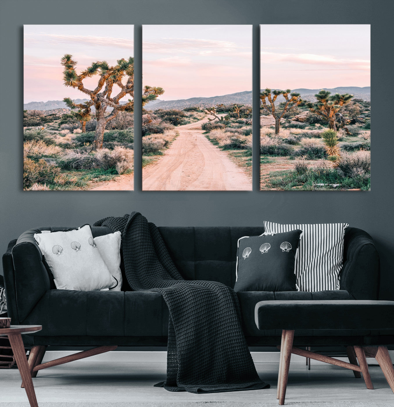 12540952-MGV-CV-36X24-Joshua Tree Park Wall Art Canvas Print, Framed Desert Road Art Picture Print, Sunset Drive Perfect Southwestern Boho Decor Artwork