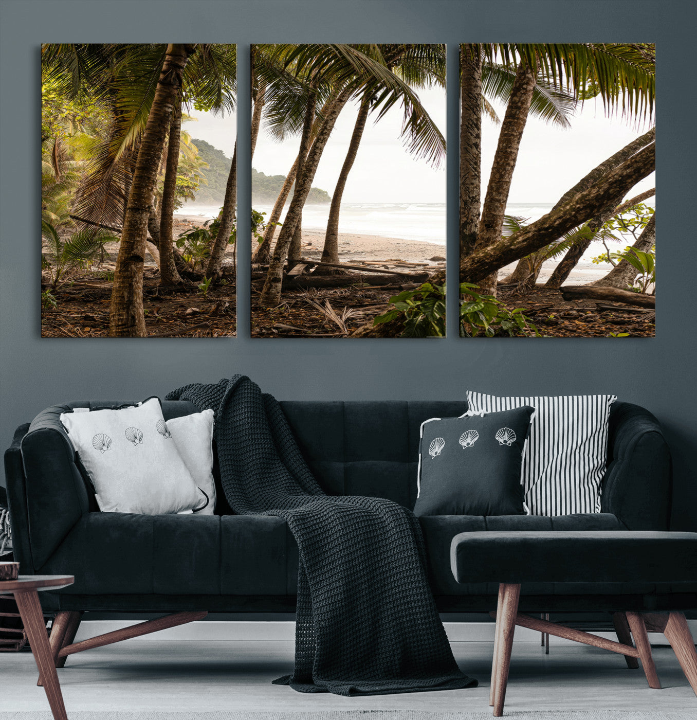 92093951-MGV-CV-36X24-Tropical Jungle Wall Art Canvas Print, Framed Palm Tree Forest Art Picture Print, Coastal Escape Perfect Jungle Retreat Decor