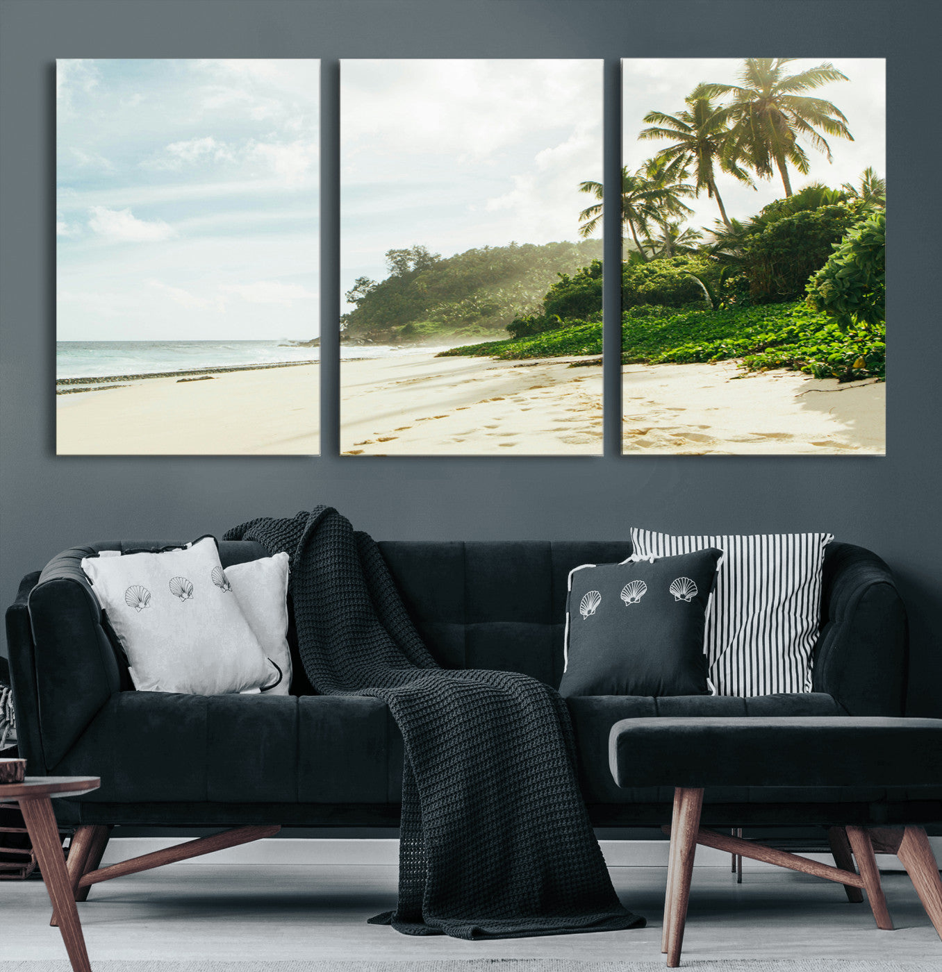 42984524-MGV-CV-36X24-Relaxing Beach Wall Art Canvas Print, Framed Ocean View Art Picture Print, Coastal Serenity Perfect Tropical Coastal Decor Artwork