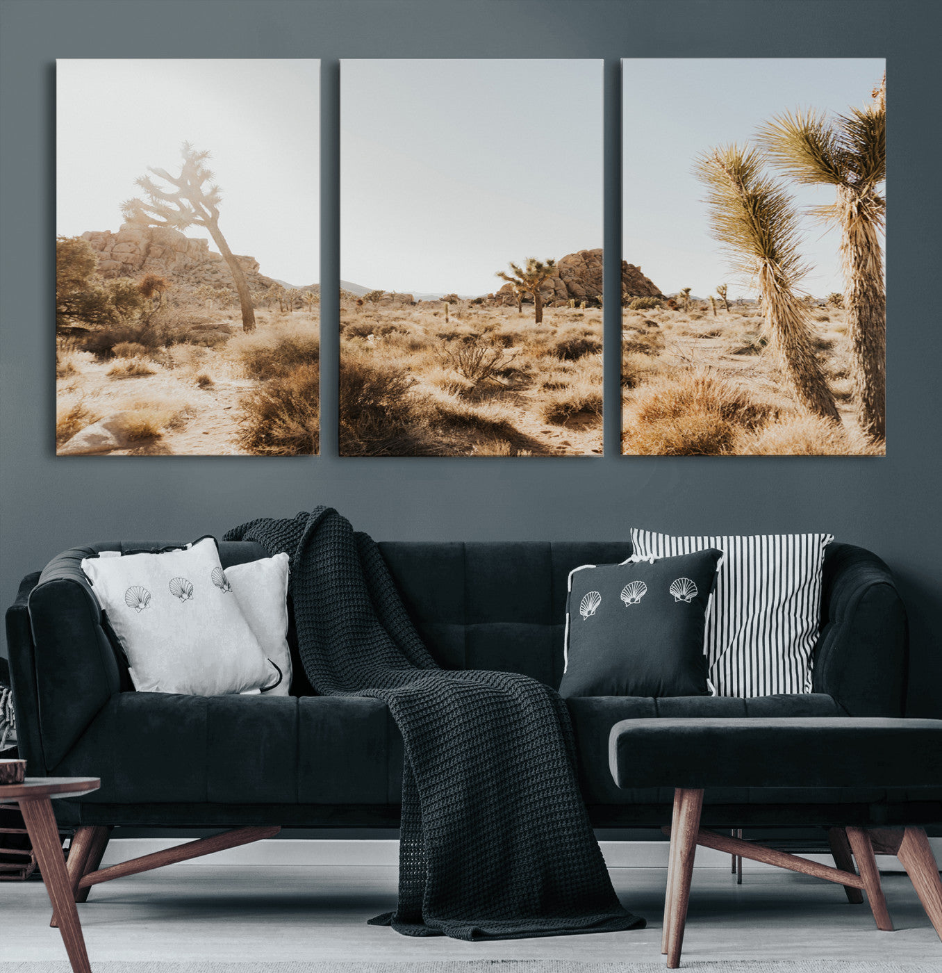 62783269-MGV-CV-60X30-3P-Joshua Tree Wall Art – Desert Landscape Photography Canvas Print, Southwest Nature Artwork Rustic Home Decor for Living Room,