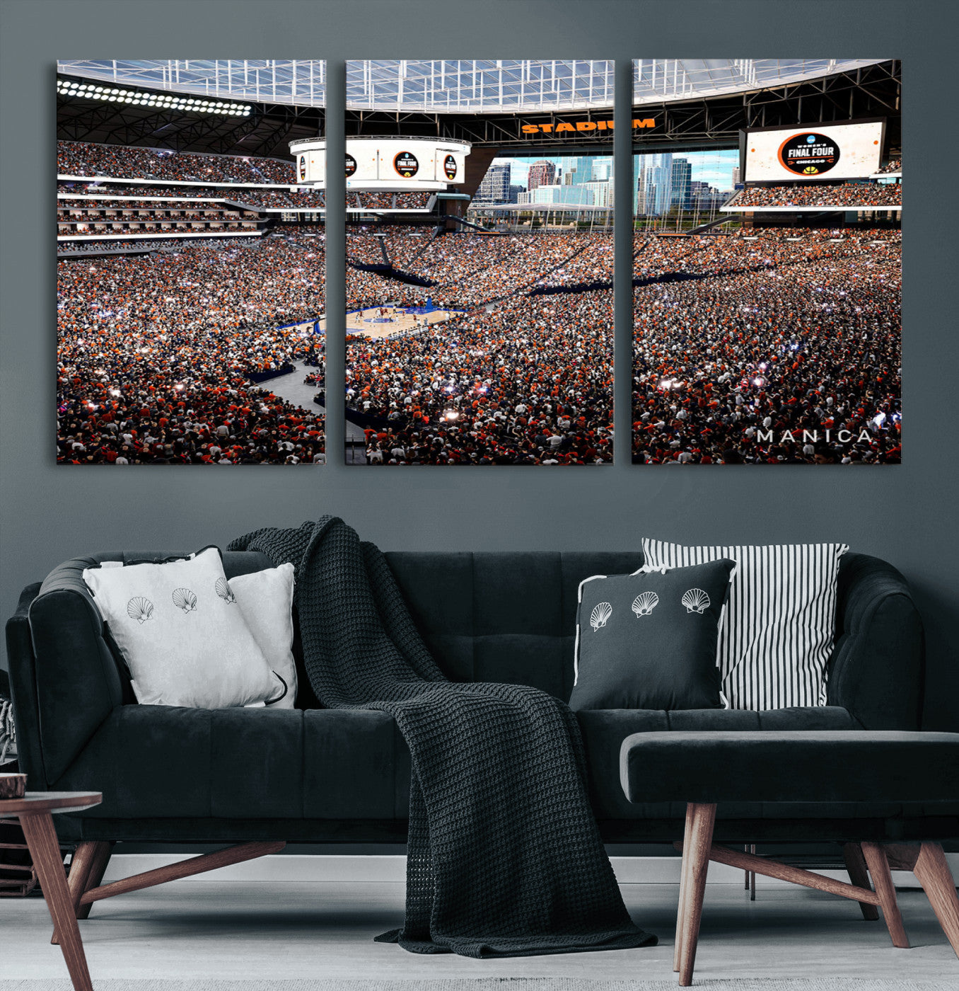 38616413-MGV-CV-36X24-Chicago Dome Stadium Wall Art – Futuristic Basketball Final Four Arena Canvas Print, Modern Sports Fan Decor for Man Cave or
