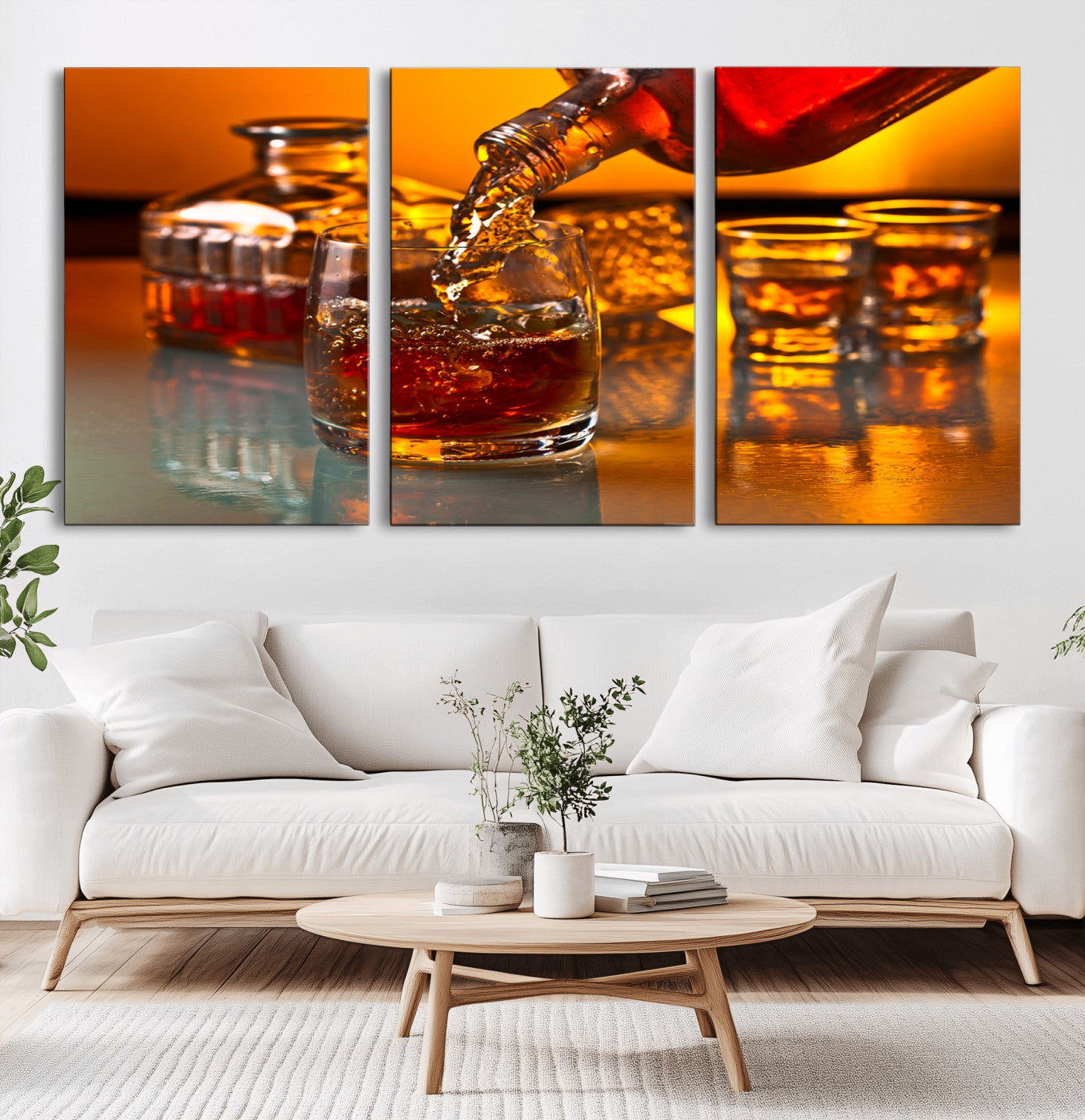 18250-MGV-CV-36X24-Whiskey Pour Wall Art – Captivating Whiskey Splash Canvas Print, Elegant Bar or Home Lounge Decor for Office, Man Cave or Living