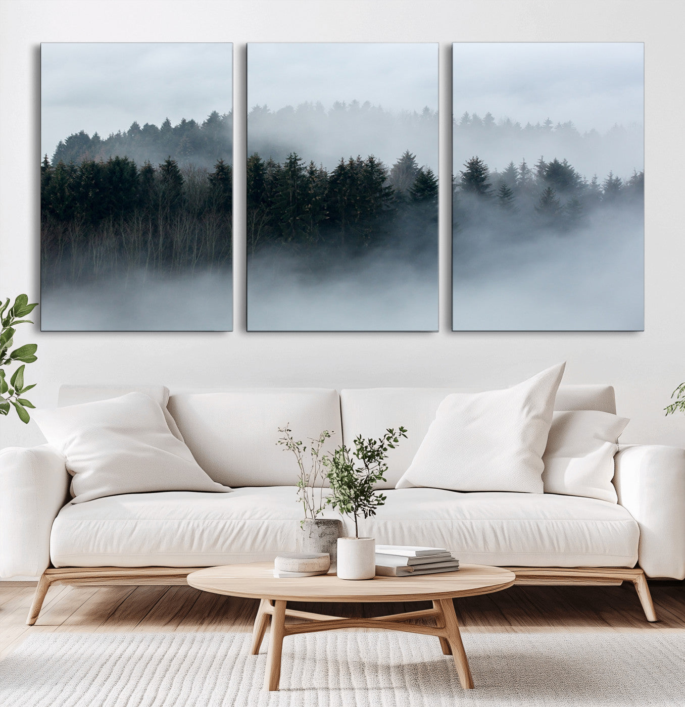 42596-MGV-CV-36X24-Misty Forest Wall Art – Atmospheric Pine Trees Canvas Print, Nature Landscape Decor for Living Room, Bedroom, Office, or Cabin