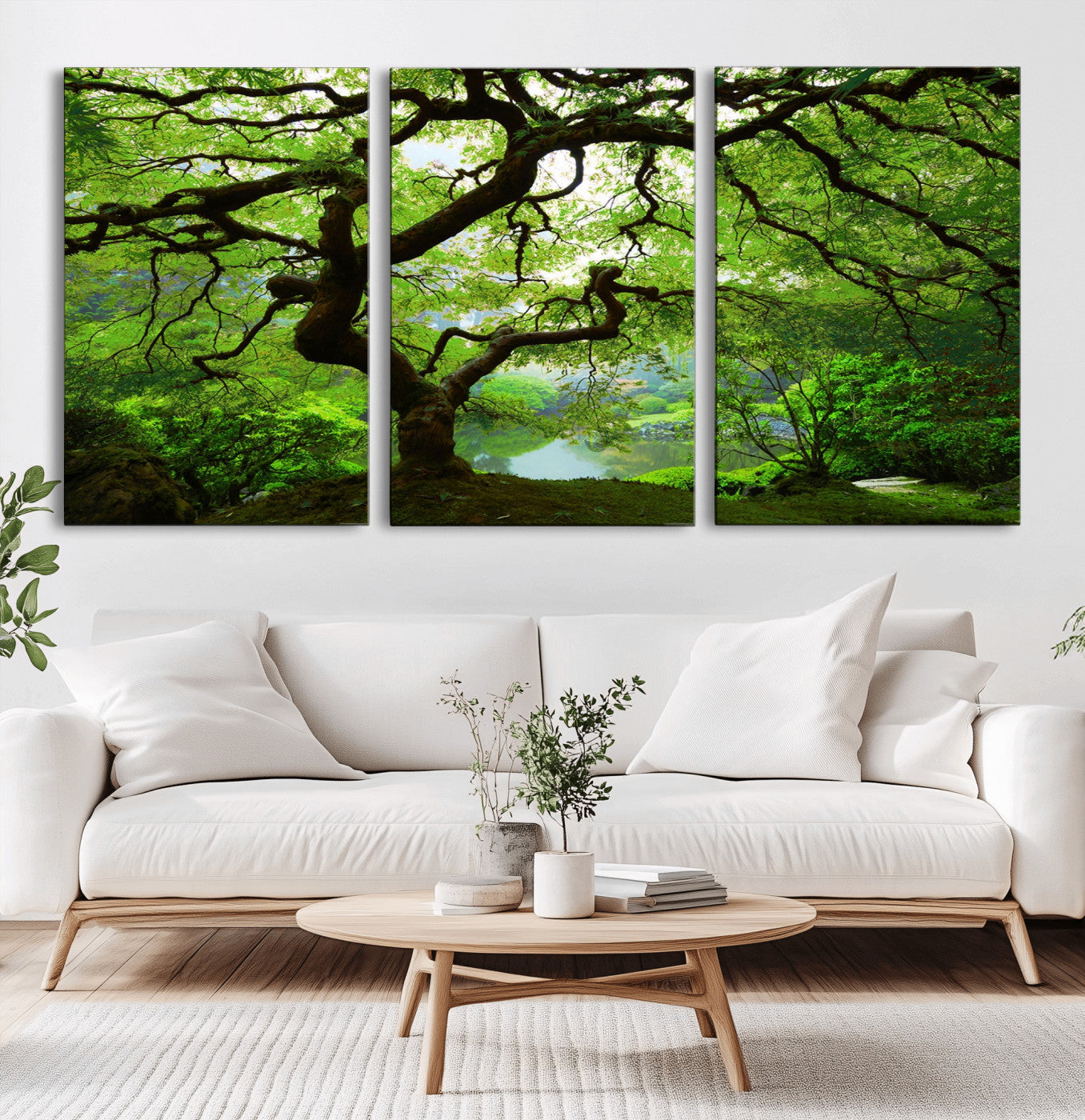18094-MGV-CV-36X24-Emerald Canopy Wall Art – Panoramic Lush Green Tree Canvas Print, Serene Nature Decor for Office, Living Room or Meditation Space