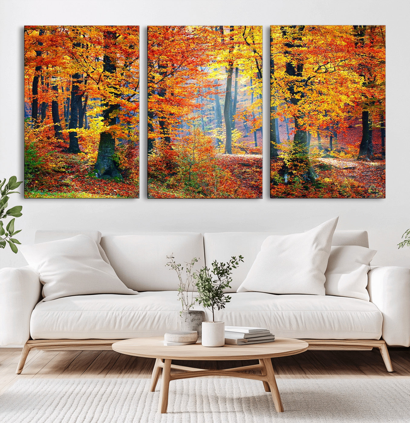 91746-MGV-CV-36X24-Autumn Forest Wall Art – Vibrant Fall Foliage Canvas Print, Colorful Nature Landscape Decor for Living Room, Bedroom or Office