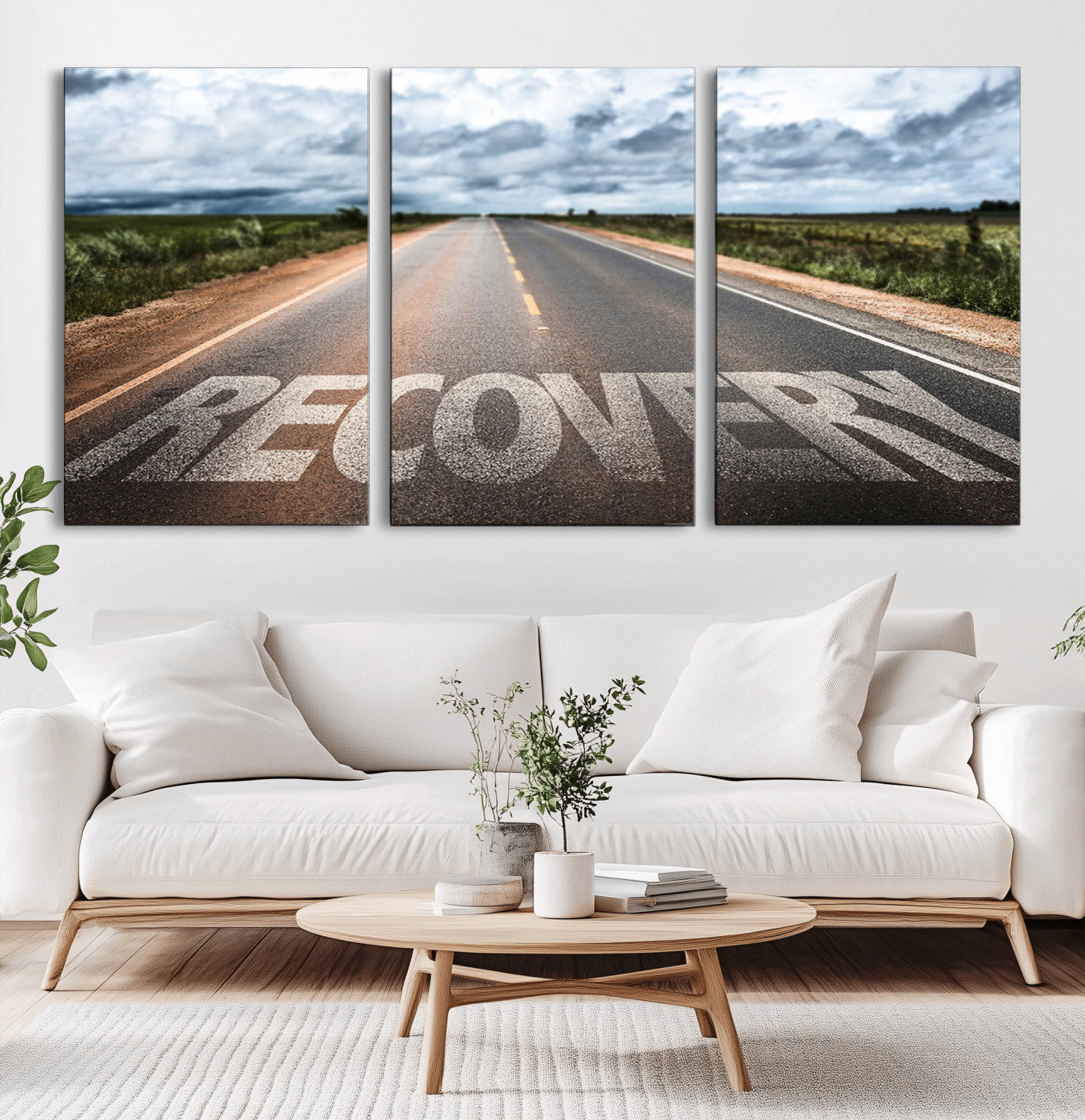 50743-MGV-CV-60X30-3P-Healing Road Wall Art – Motivational Highway Canvas Print, Inspirational Journey Decor for Office, Gym or Living Room