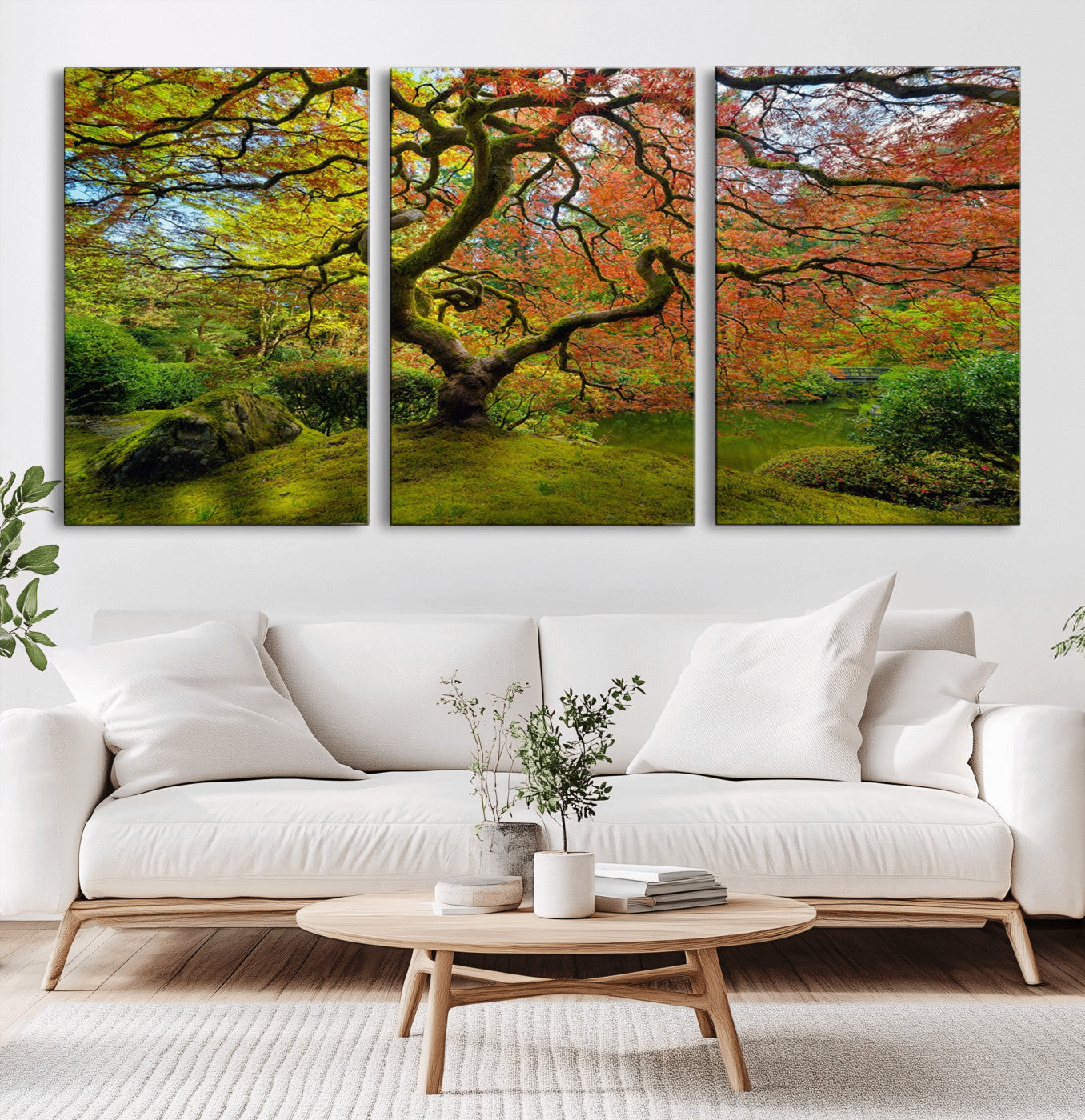 10316-MGV-CV-36X24-Japanese Maple Tree Wall Art – Colorful Autumn Foliage Canvas Print, Zen Nature Landscape Artwork for Living Room Bedroom, or