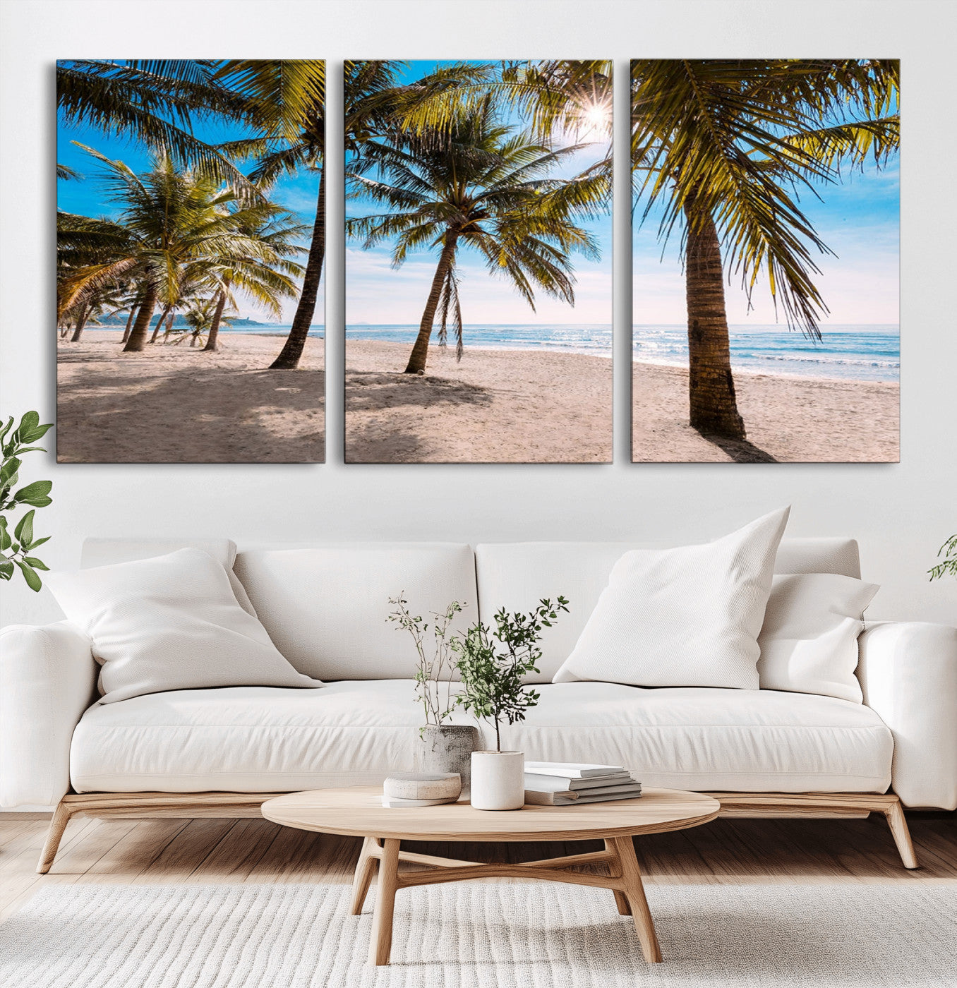 98175-MGV-CV-36X24-Tropical Palm Beach Wall Art – Relaxing Ocean Shore Canvas Print with Palm Trees, Coastal Summer Decor for Living Room, Bedroom or