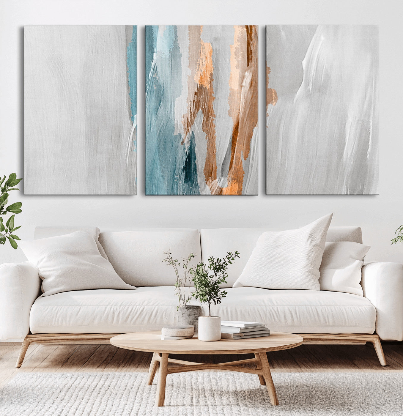 66154-MGV-CV-36X24-Abstract Brushstroke Wall Art – Modern Teal and Gold Canvas Print, Minimalist Contemporary Painting for Living Room, Bedroom, or