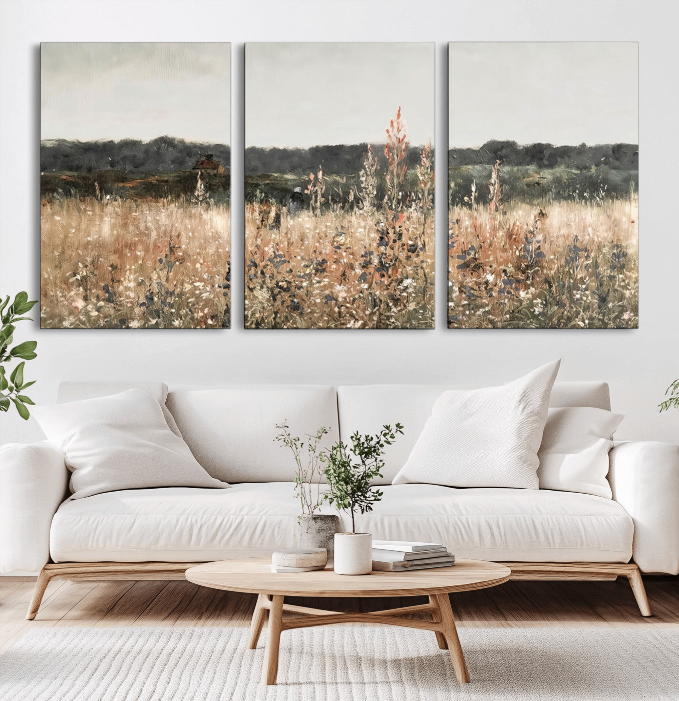 46308-MGV-CV-36X24-Wildflower Field Wall Art – Rustic Meadow Landscape Canvas Print, Country Nature Decor for Living Room, Bedroom or Farmhouse