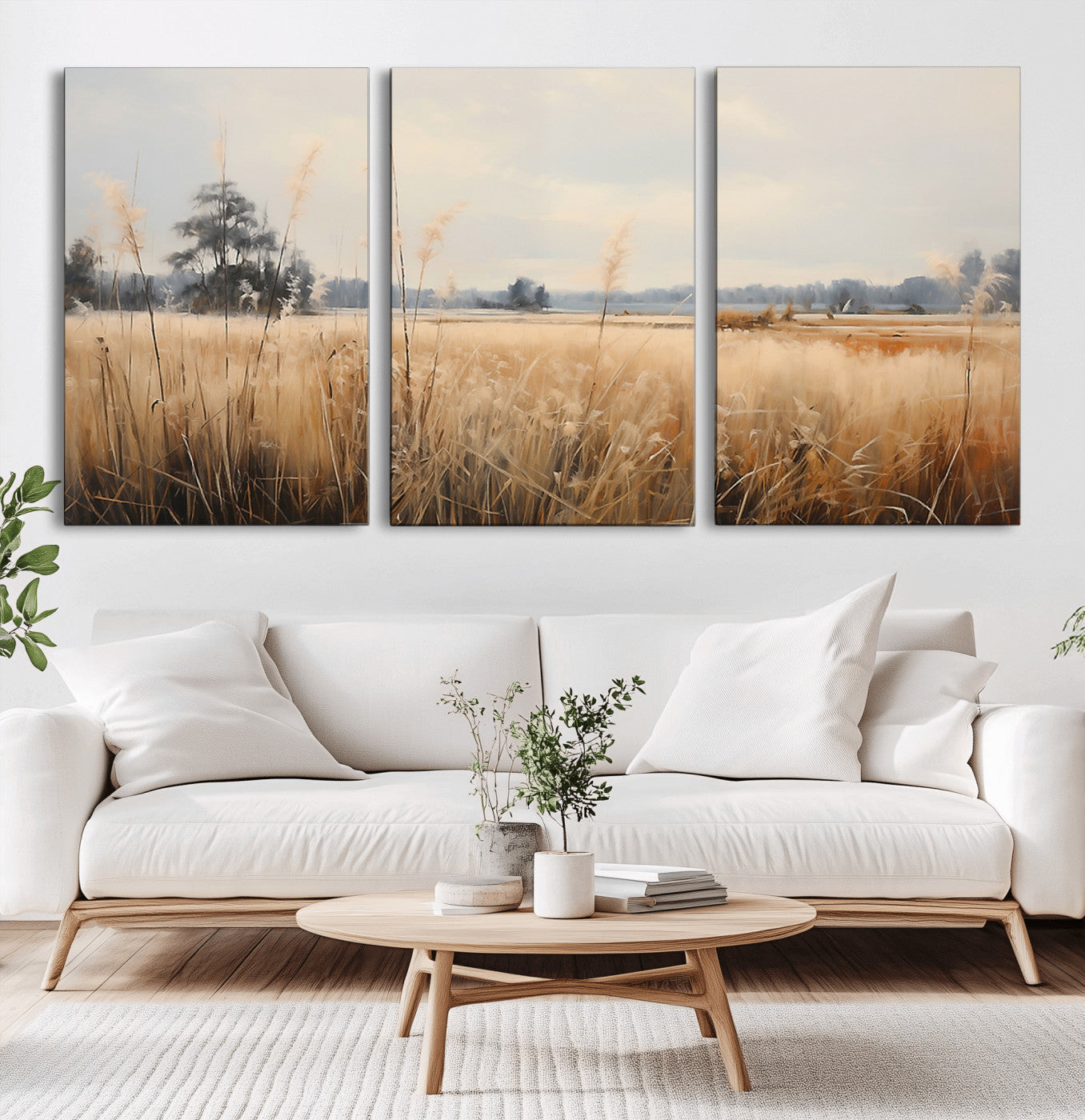 38193-MGV-CV-36X24-Golden Meadow Wall Art – Serene Grassland Landscape Canvas Print, Rustic Nature Decor for Bedroom, Living Room or Farmhouse