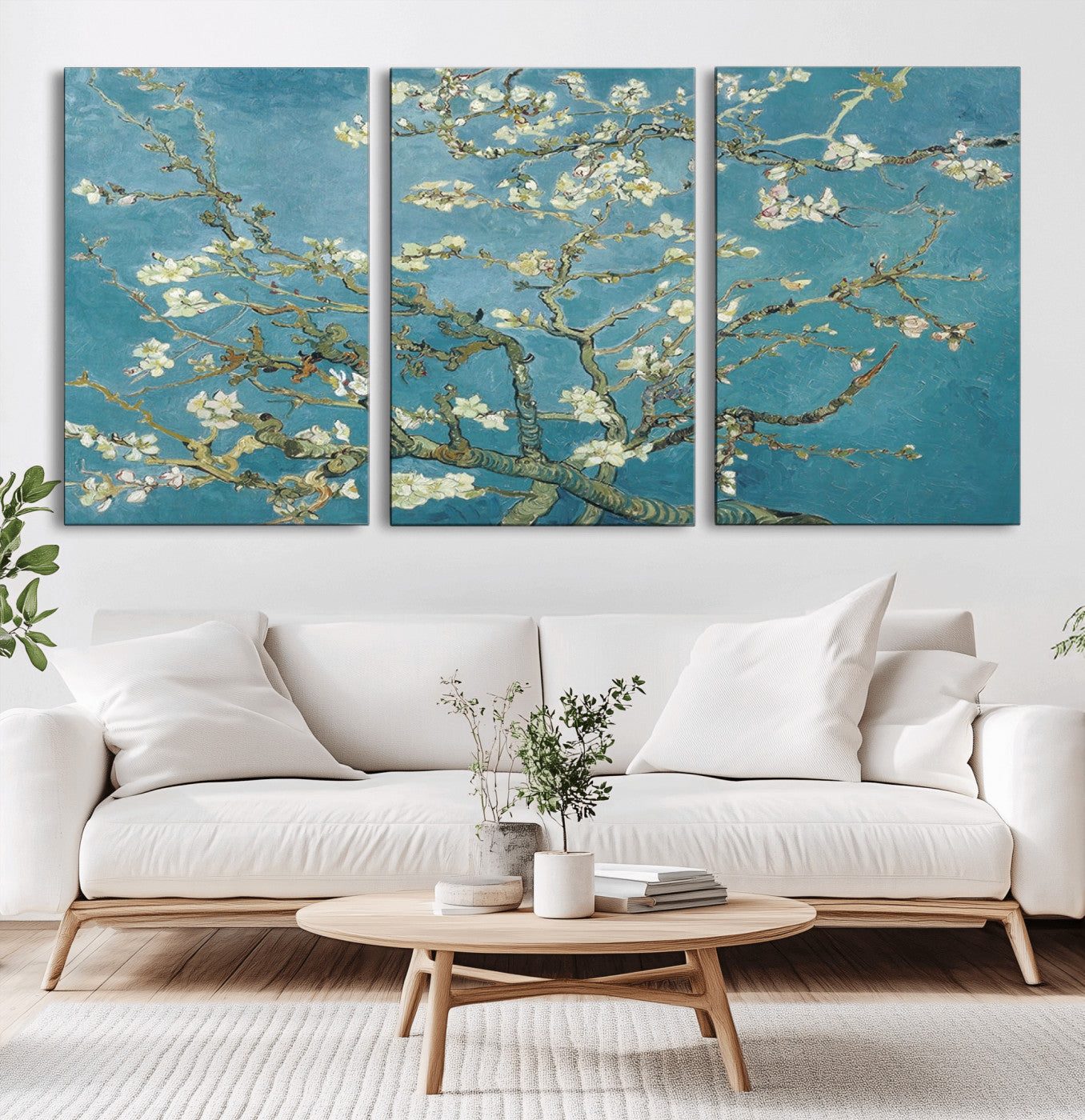 65607-MGV-CV-36X24-Almond Blossom Wall Art – Van Gogh Blue Floral Canvas Print, Elegant Impressionist Painting Decor for Living Room, Bedroom or