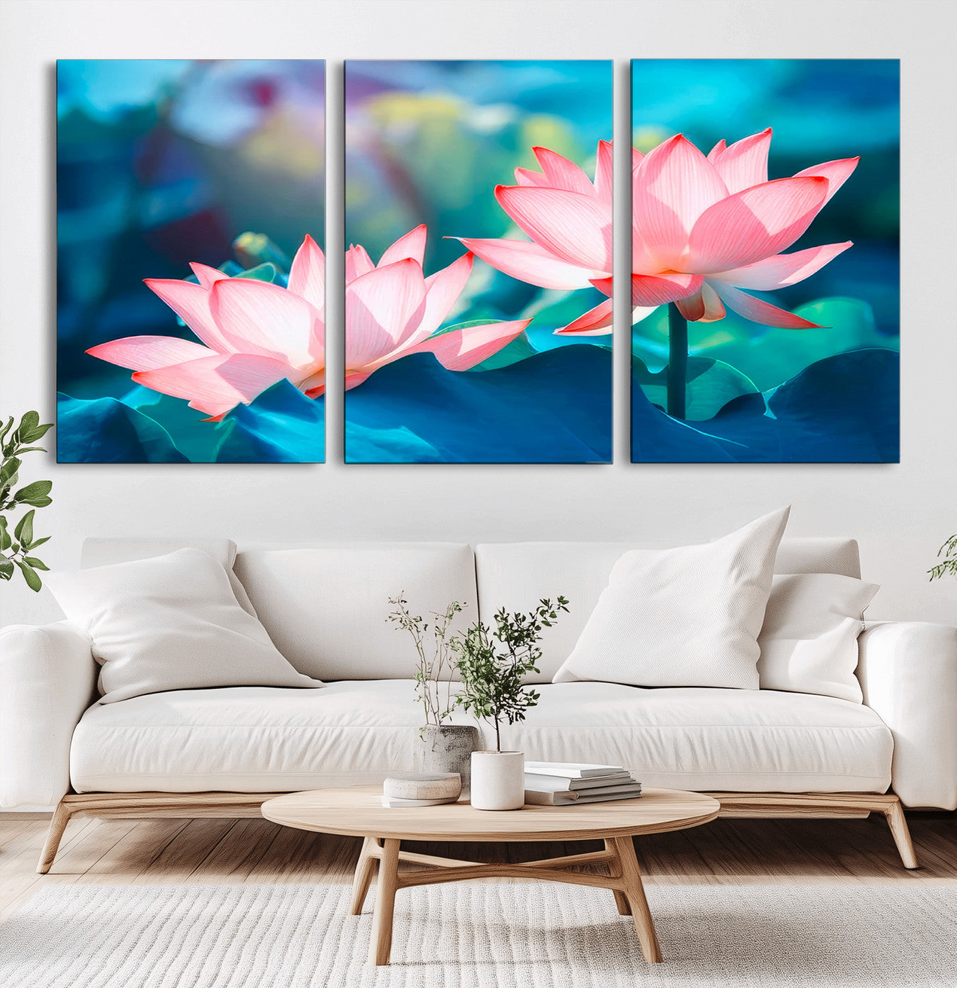 32559-MGV-CV-36X24-Lotus Flower Wall Art – Pink Water Lily Canvas Print, Tranquil Nature Decor for Living Room, Bedroom or Meditation Space